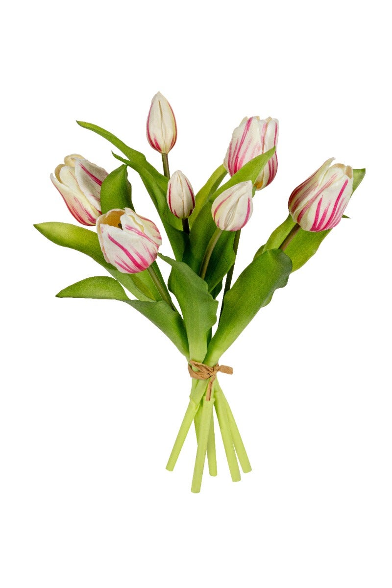 Kunstbloem tulpenbundel creme 7 stelen 30 cm