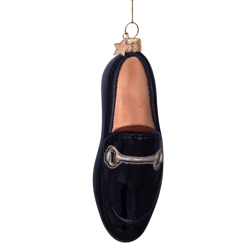 Vondels Kersthanger zwart goud schoentje 10 cm