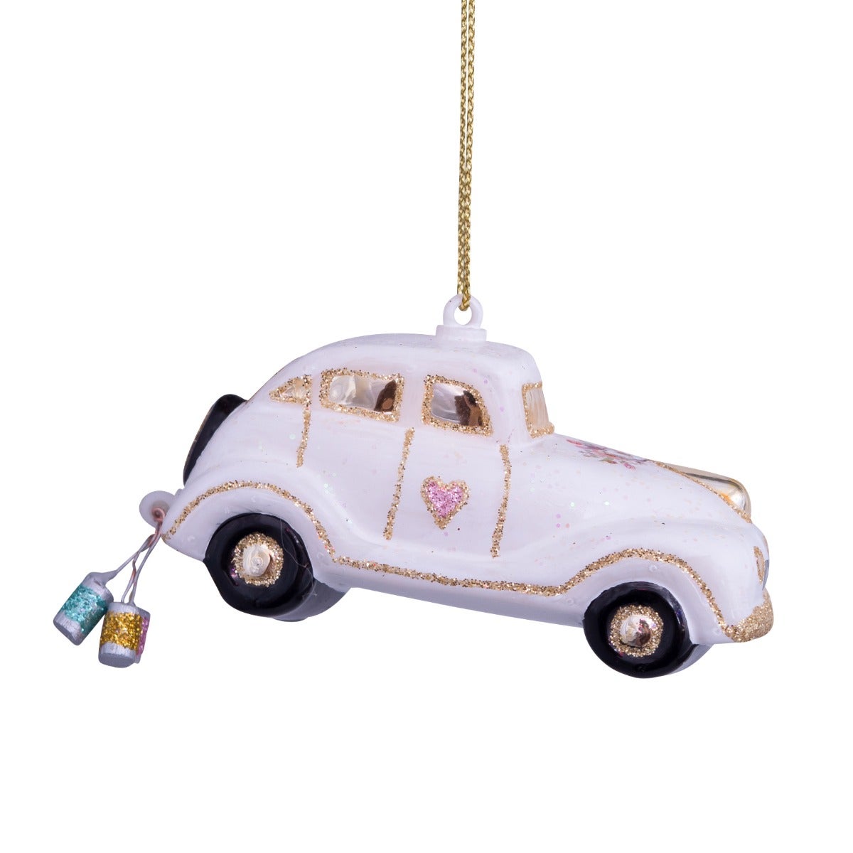 Vondels Kersthanger trouwauto just married 45 cm