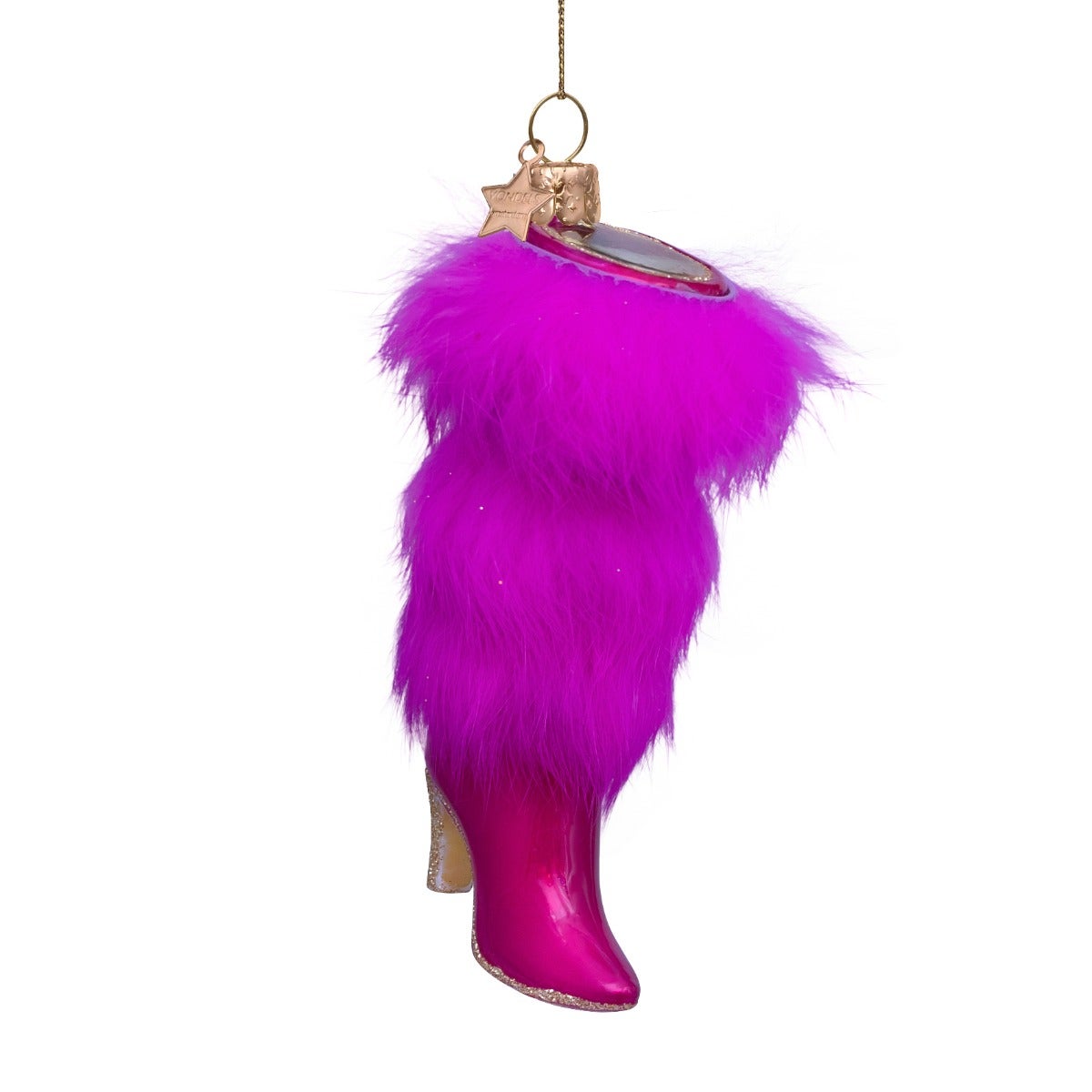 Vondels Kersthanger laars bont roze 11 cm