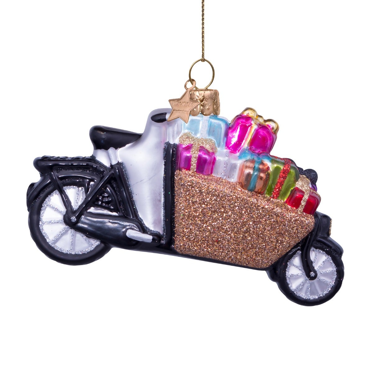 Vondels Kersthanger bakfiets met cadeaus 6 cm