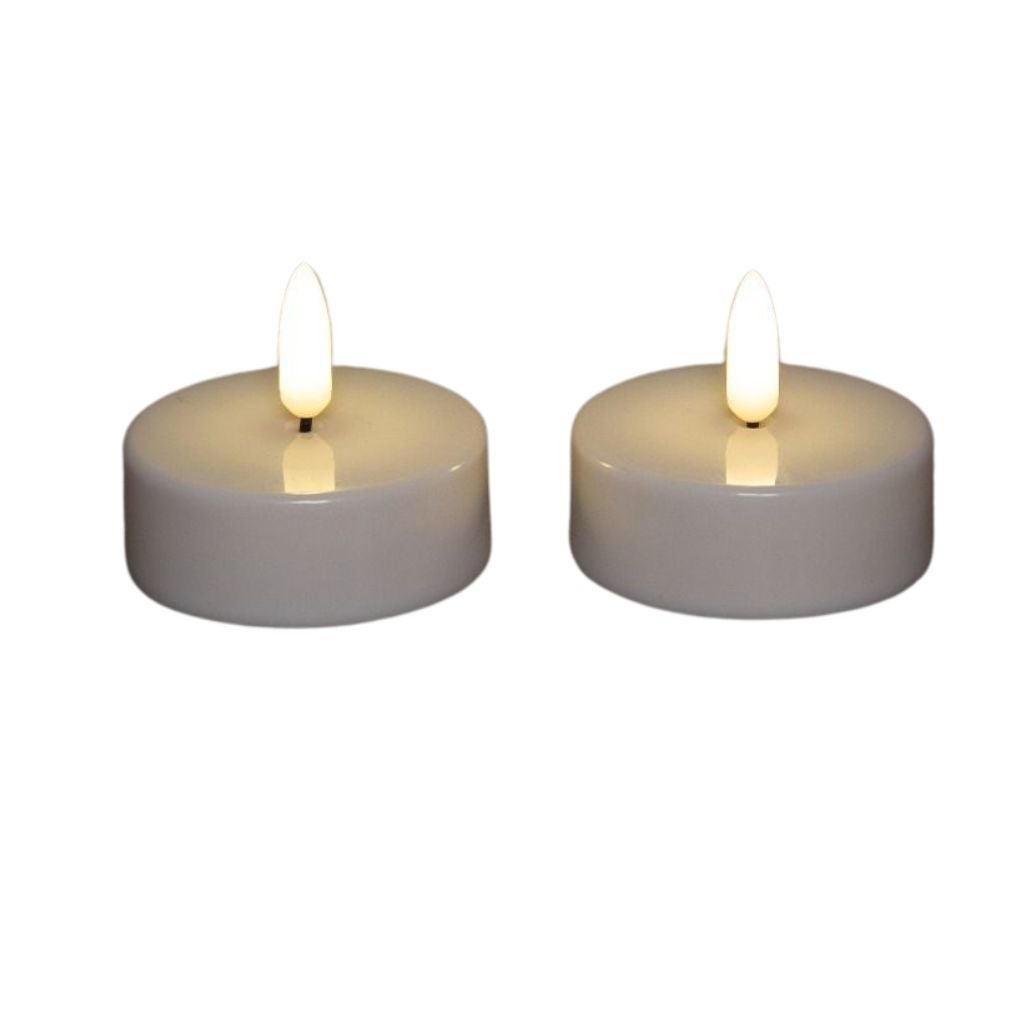 Theelicht LED 3D vlam 2 stuks wit