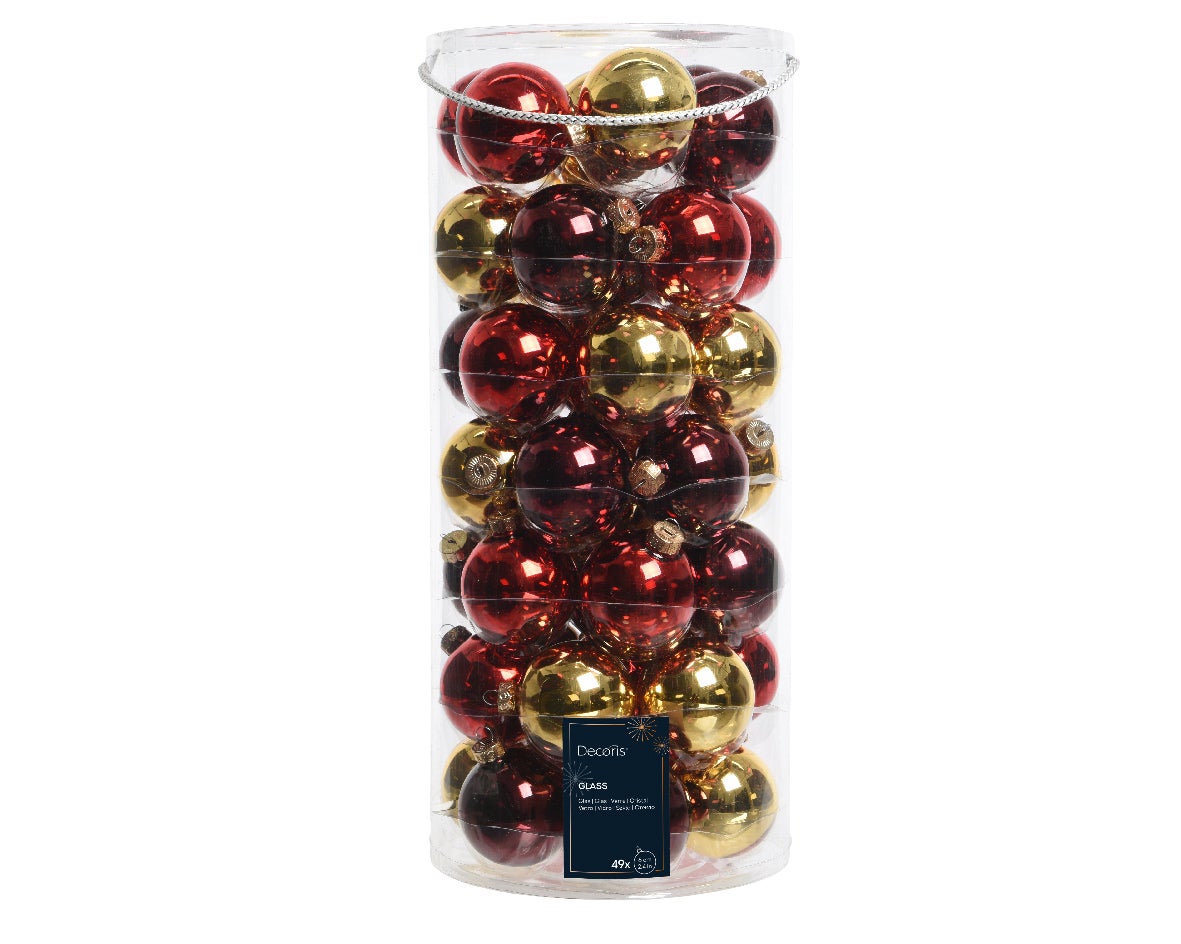 Decoris Kerstballen glas mix rood goud 49 stuks Ø 6 cm