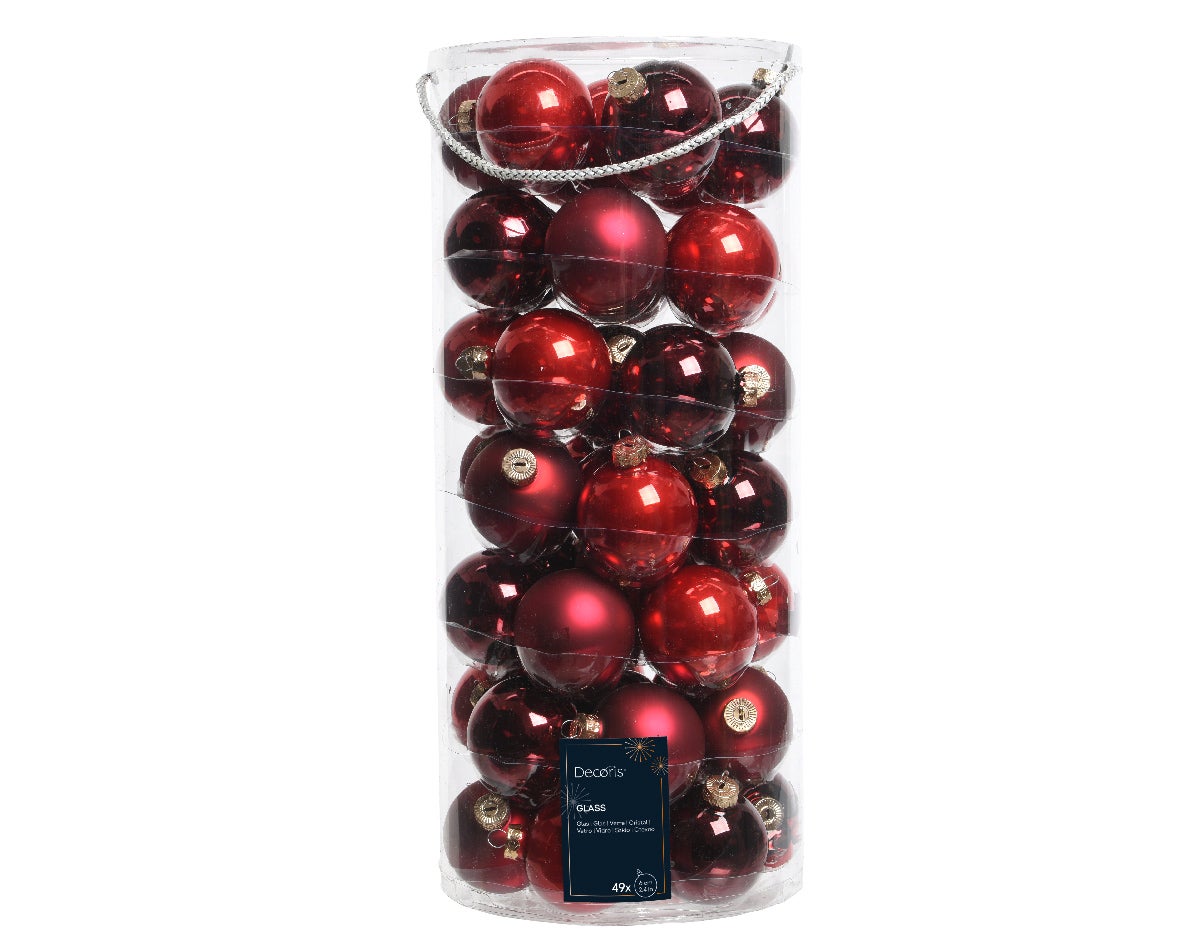 Decoris Kerstballen glas mix rood 49 stuks Ø 6 cm