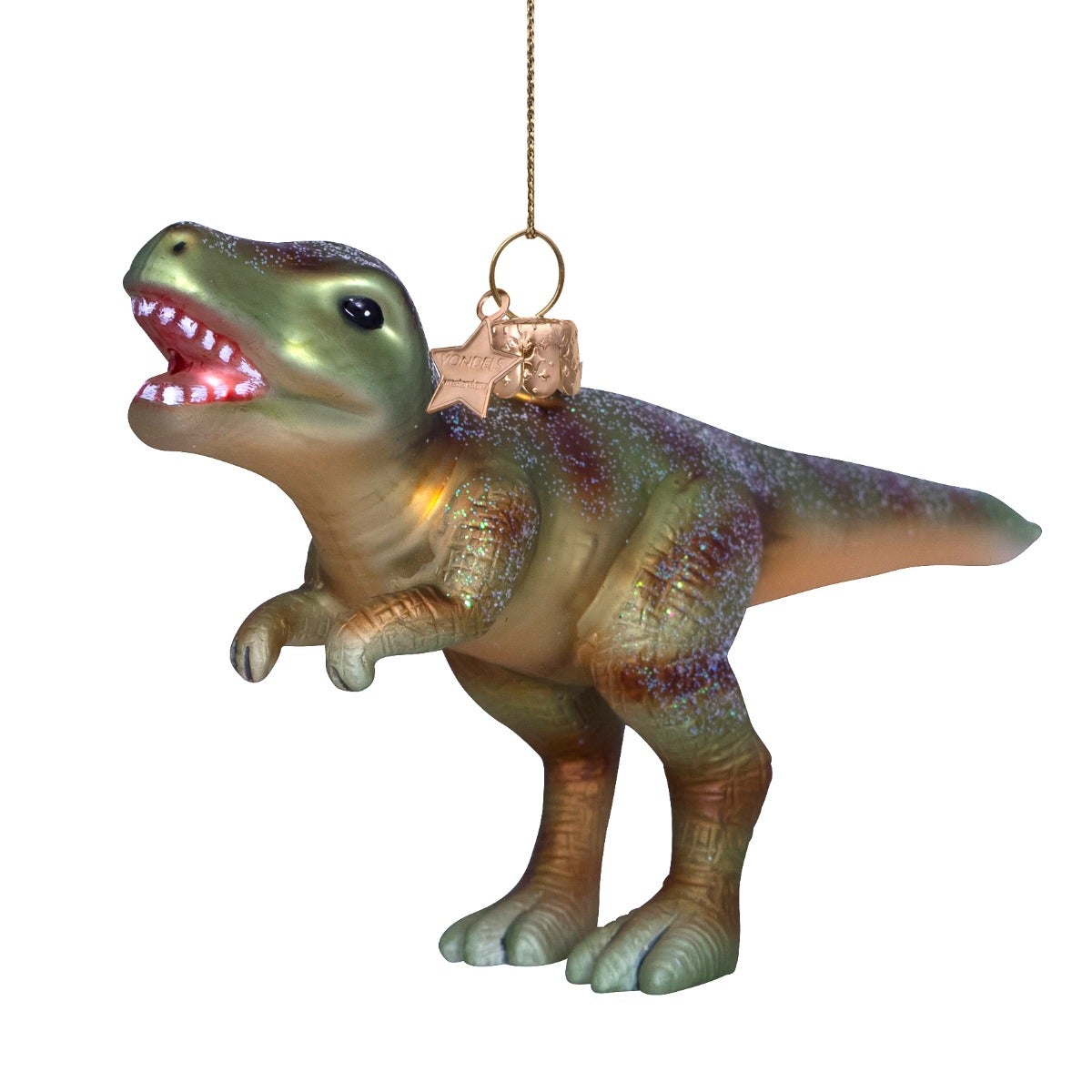 Vondels Kersthanger groen dino 9 cm