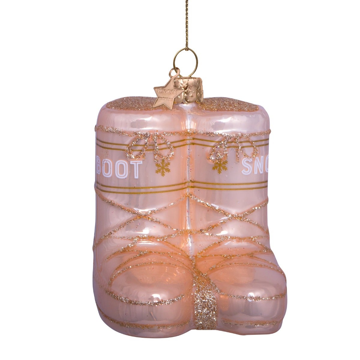 Vondels Kersthanger champagne sneeuw laarzen 7.5 cm
