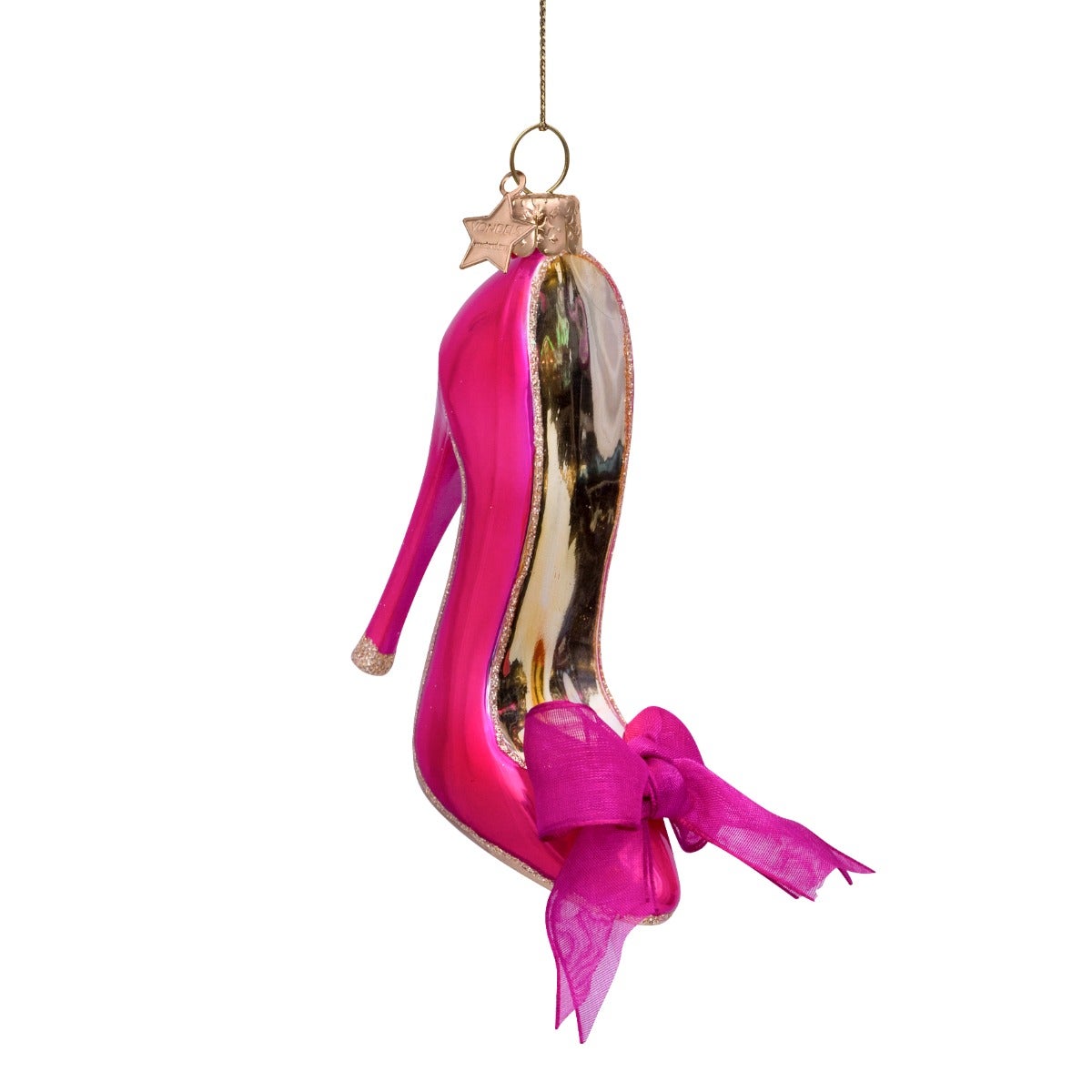 Vondels Kersthanger hoge hak met strik roze 10 cm