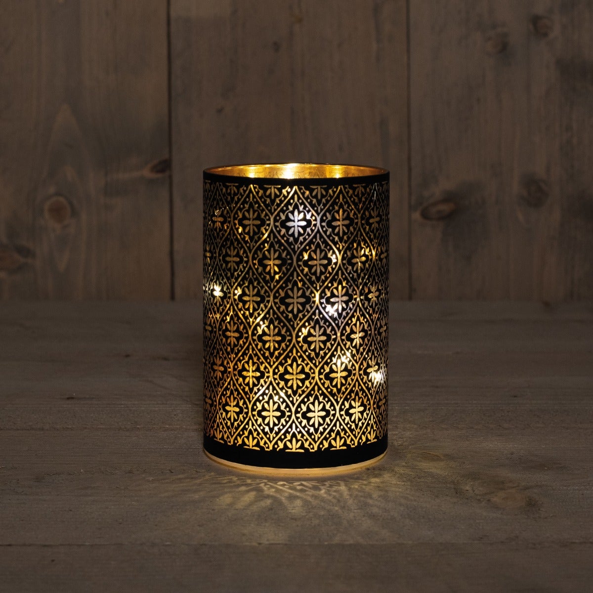 Anna's Collection kerstlamp bloem glas zwart barok 10 x 15 cm