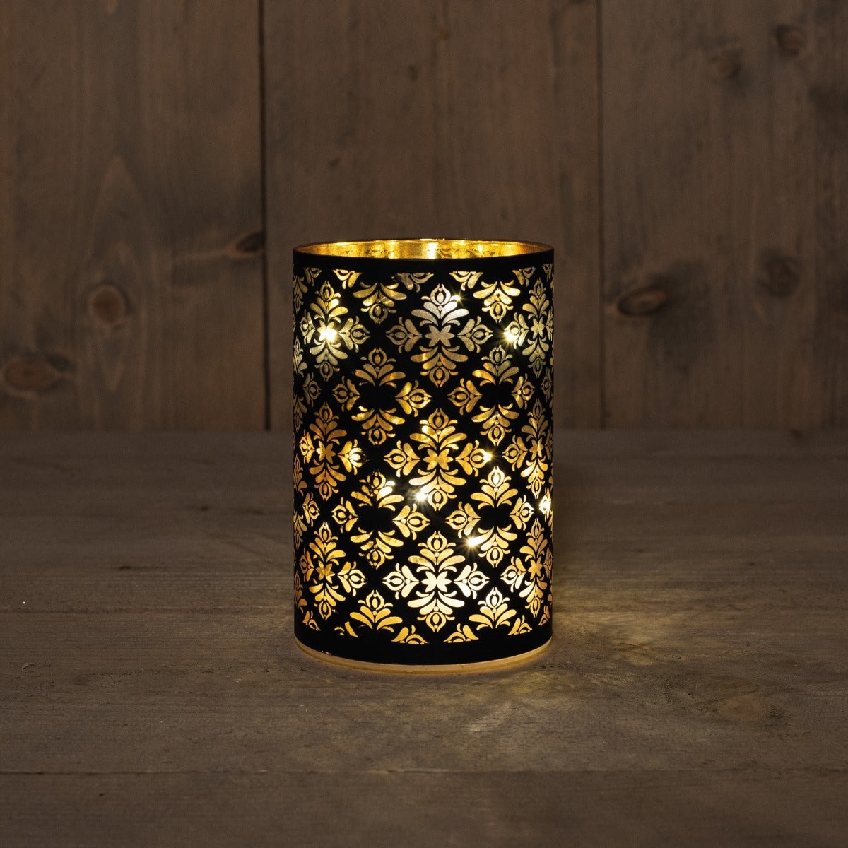 Anna's Collection kerstlamp blad glas zwart barok 10 x 15 cm