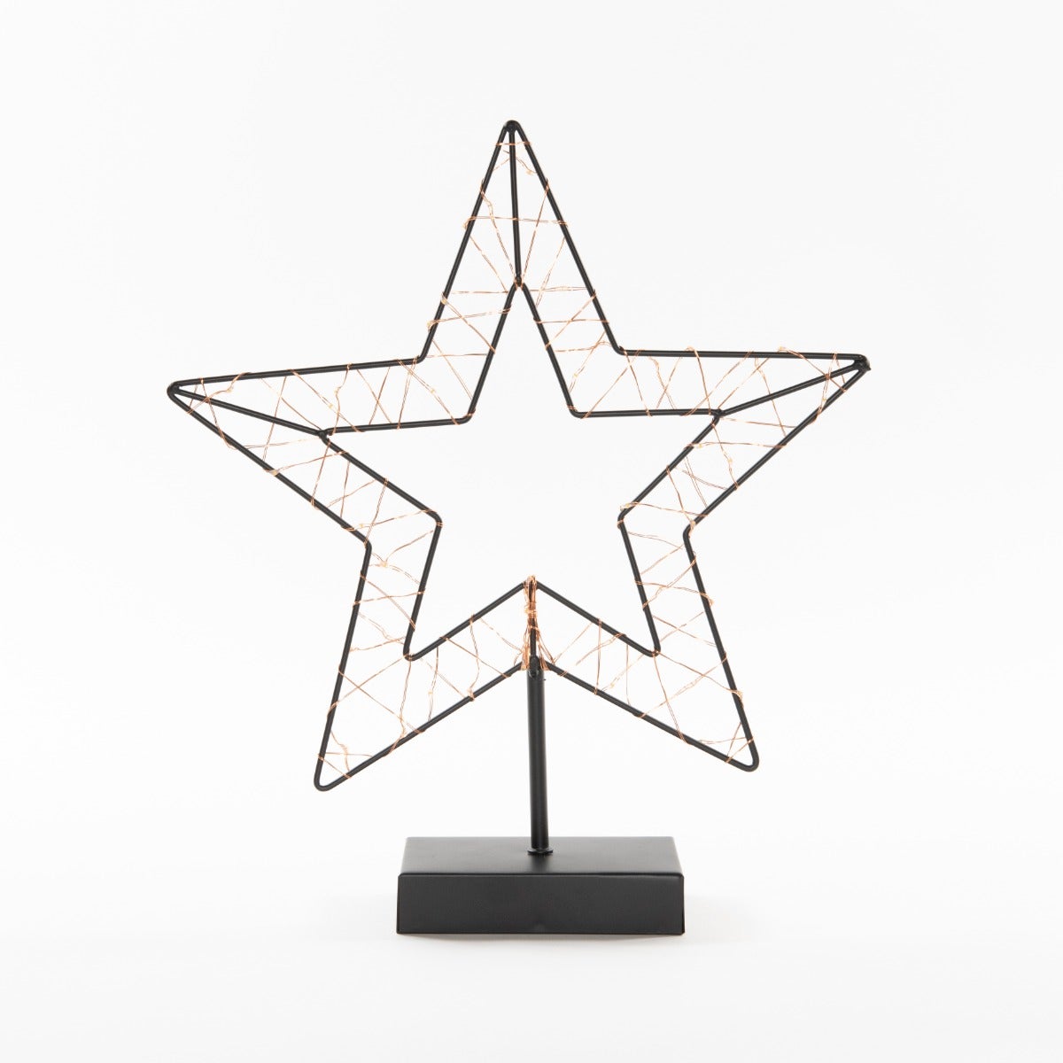 Anna's Collection Kerstster zwart met verlichting 29,5 x 34,5 cm
