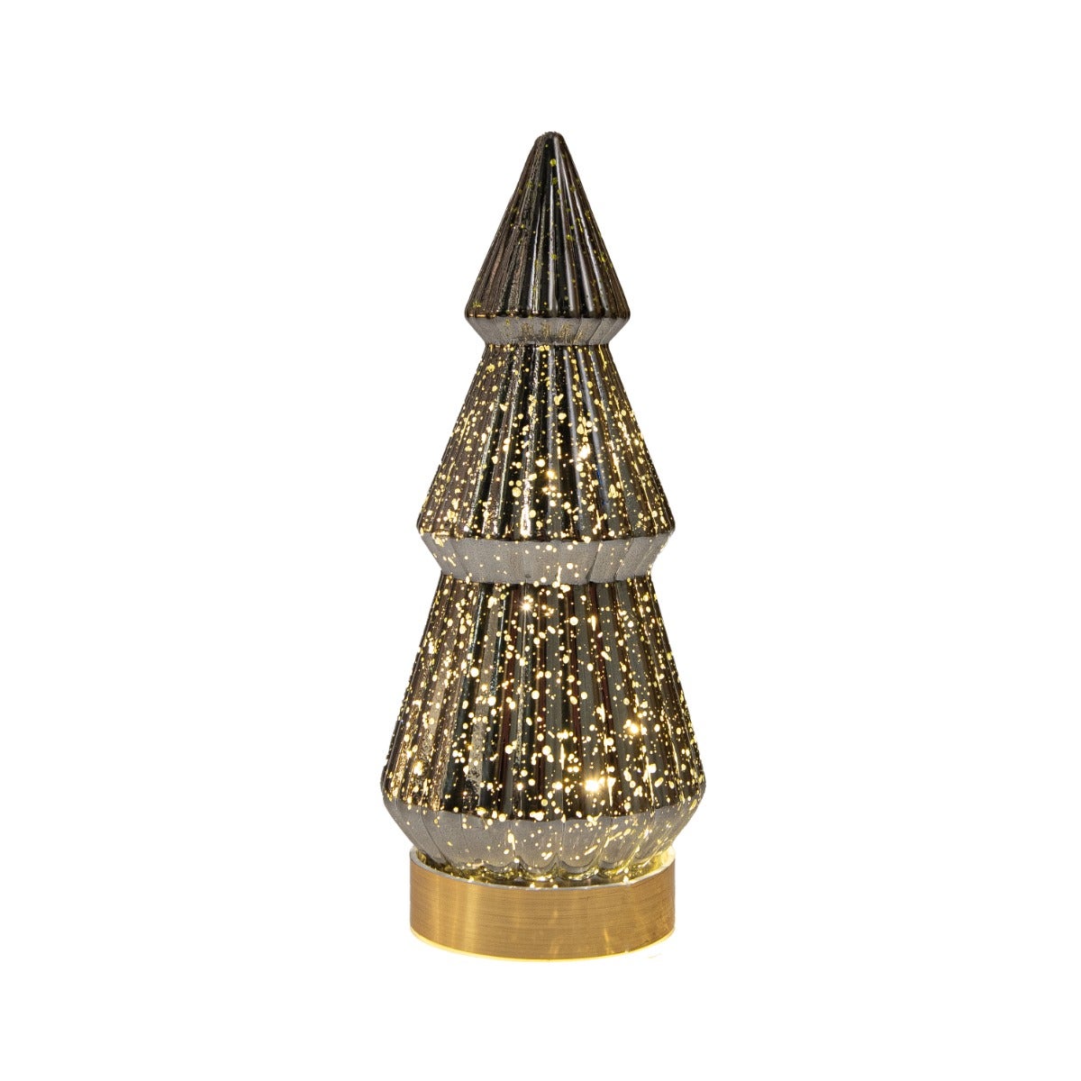 Anna's Collection kerstboompje glas metallic antraciet 23.5 x 10 cm