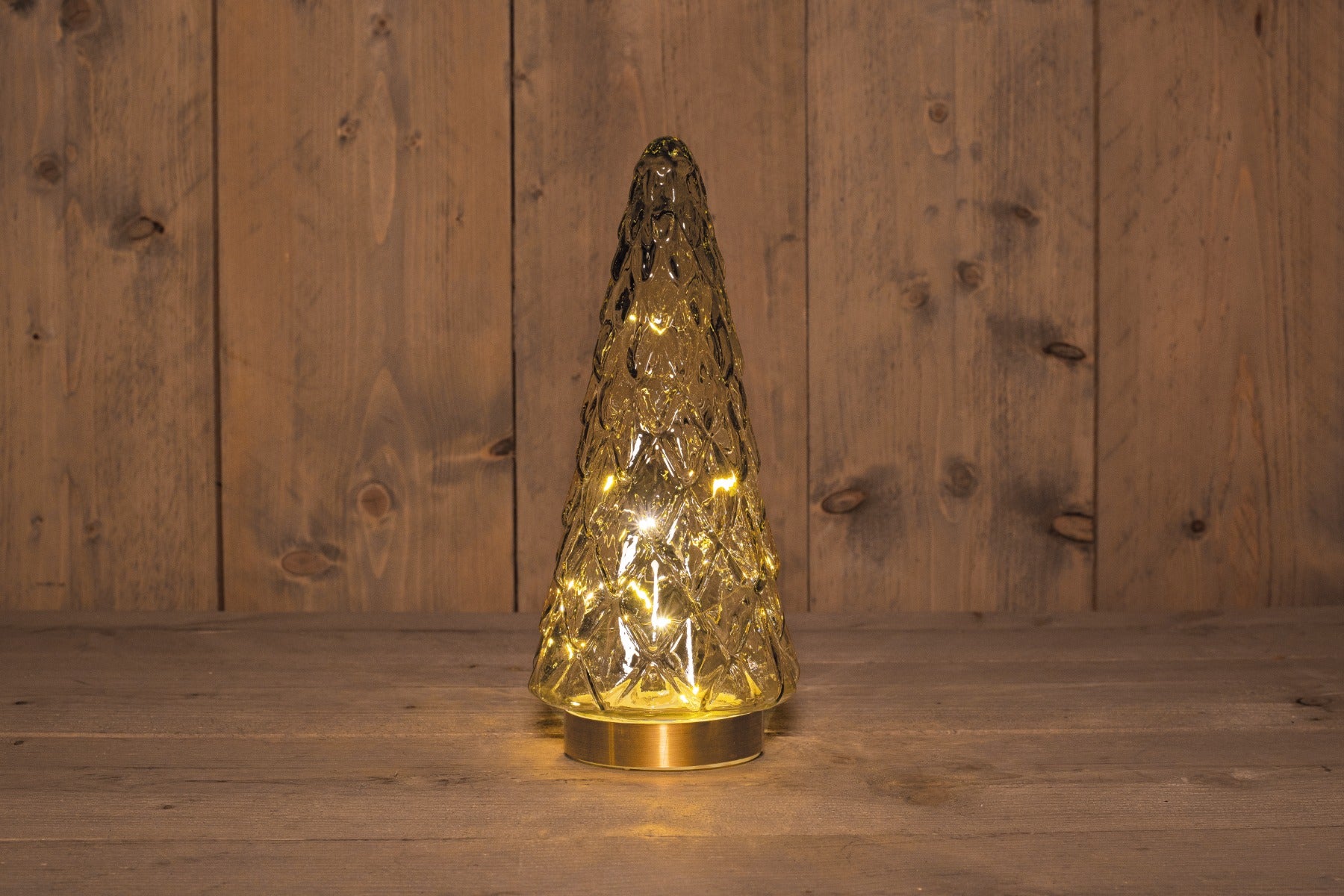 Anna's Collection kerstboompje verlicht glas amber 28.5 x 13 cm