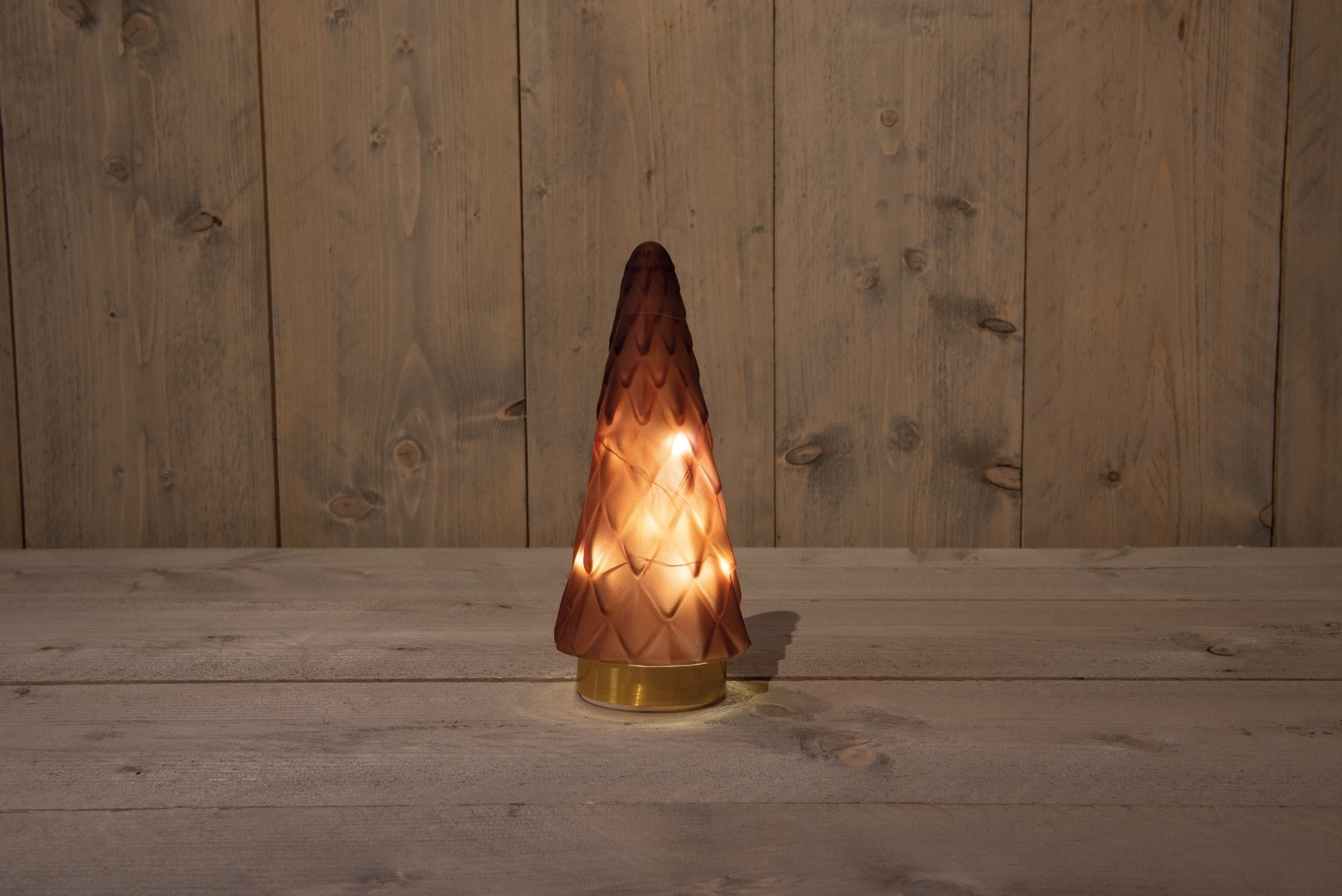Anna's Collection kerstboompje verlicht glas bordeaux mat 28.5 x 13 cm