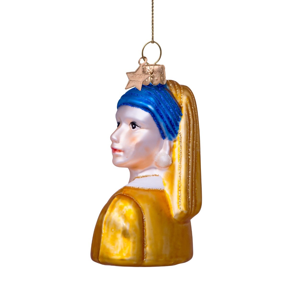 Vondels Kersthanger meisje met parel oorbel van Vermeer 8 cm