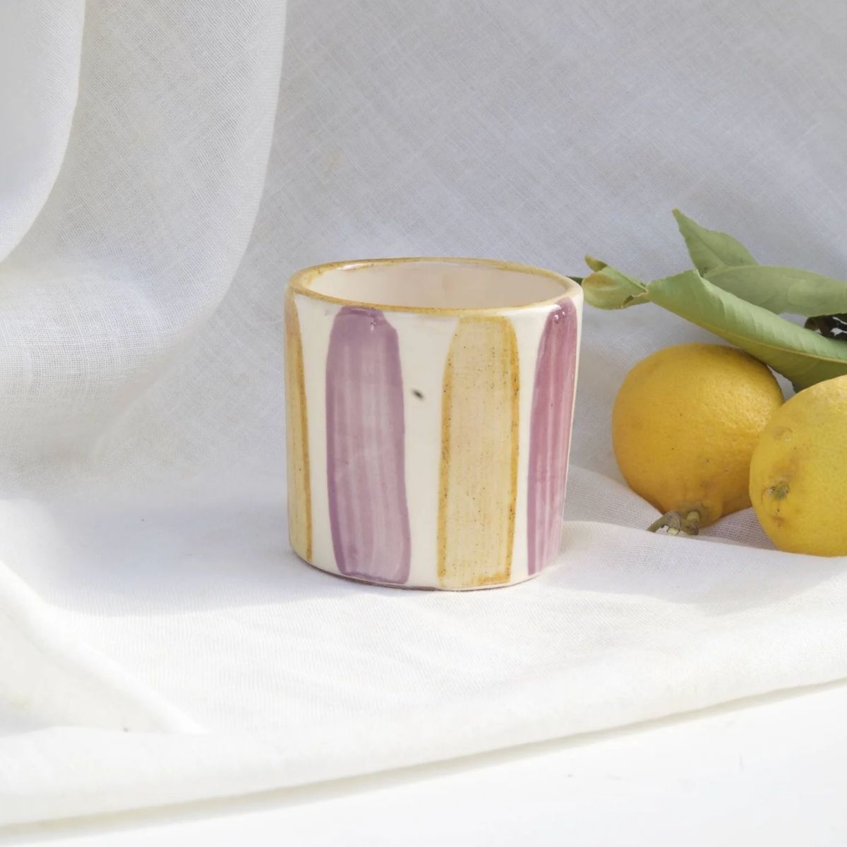 Lenta Living Medium Beker Lila Geel 8 x 8 cm