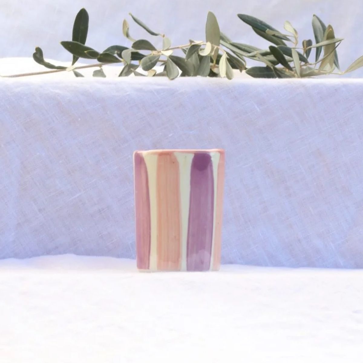 Lenta Living Espresso Kopje Roze Lila Streep 8 cm