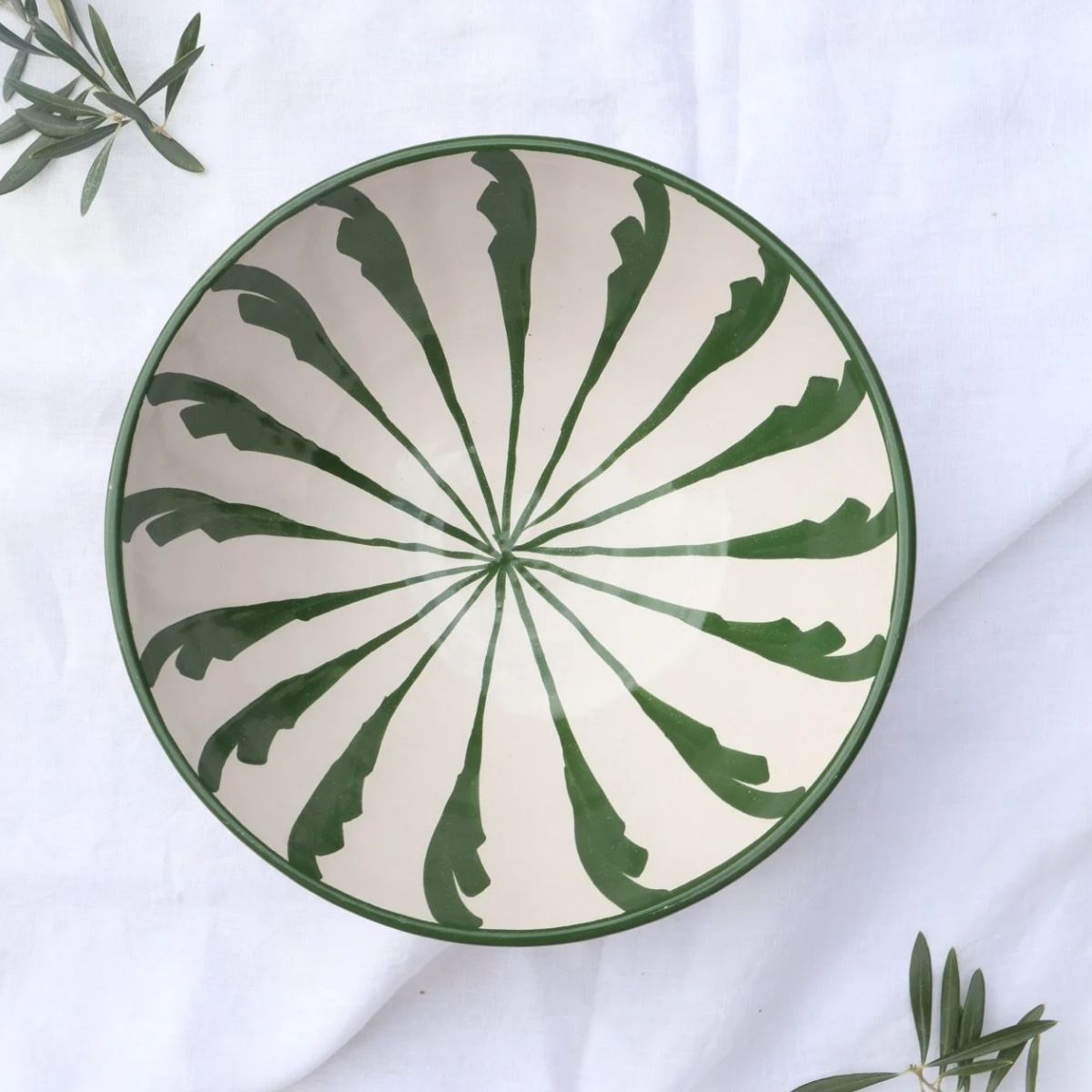 Lenta Living Schaal Groot Streep Verde Oliva 30 cm