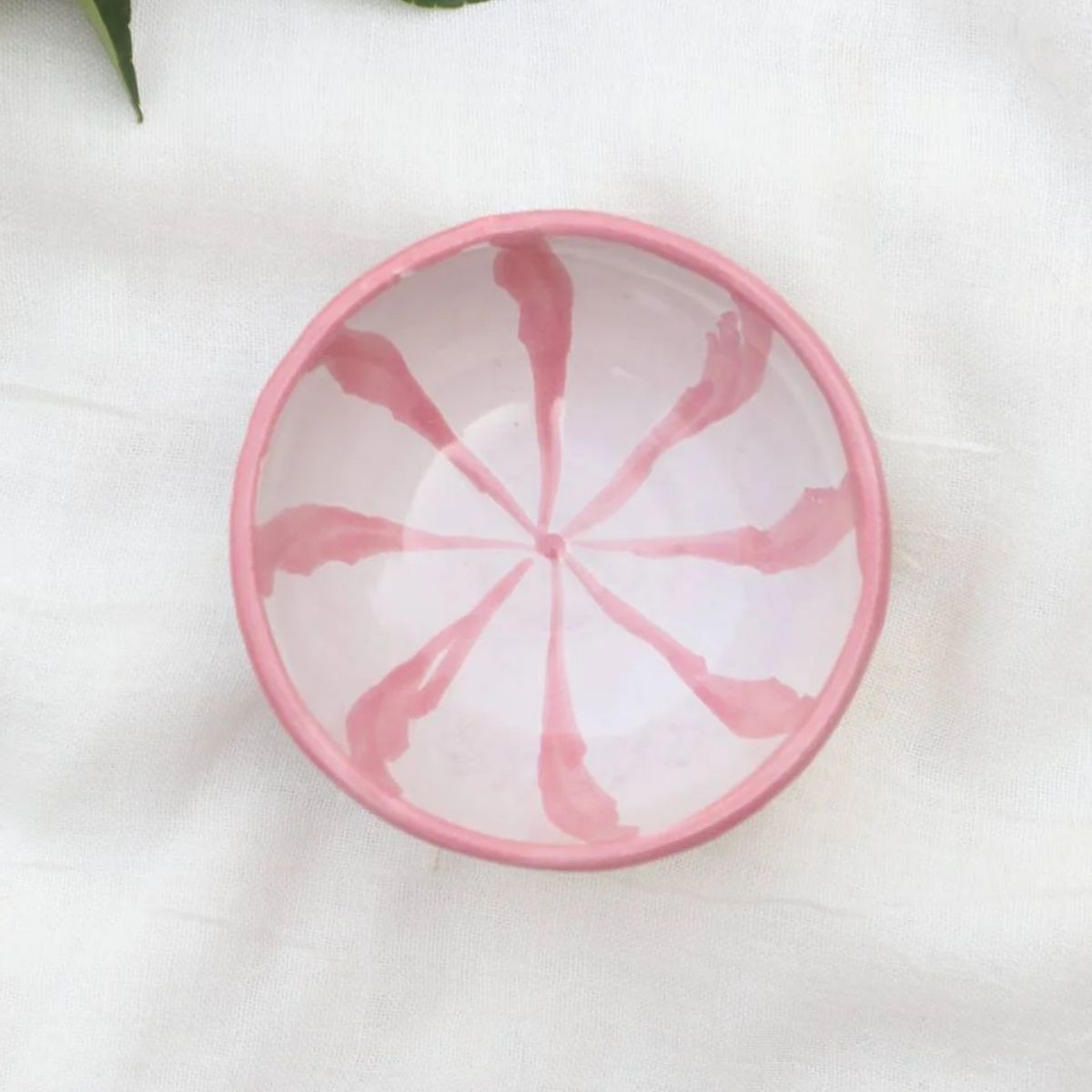 Lenta Living Tapas Schaaltje Streep Roza 10 x 4 cm