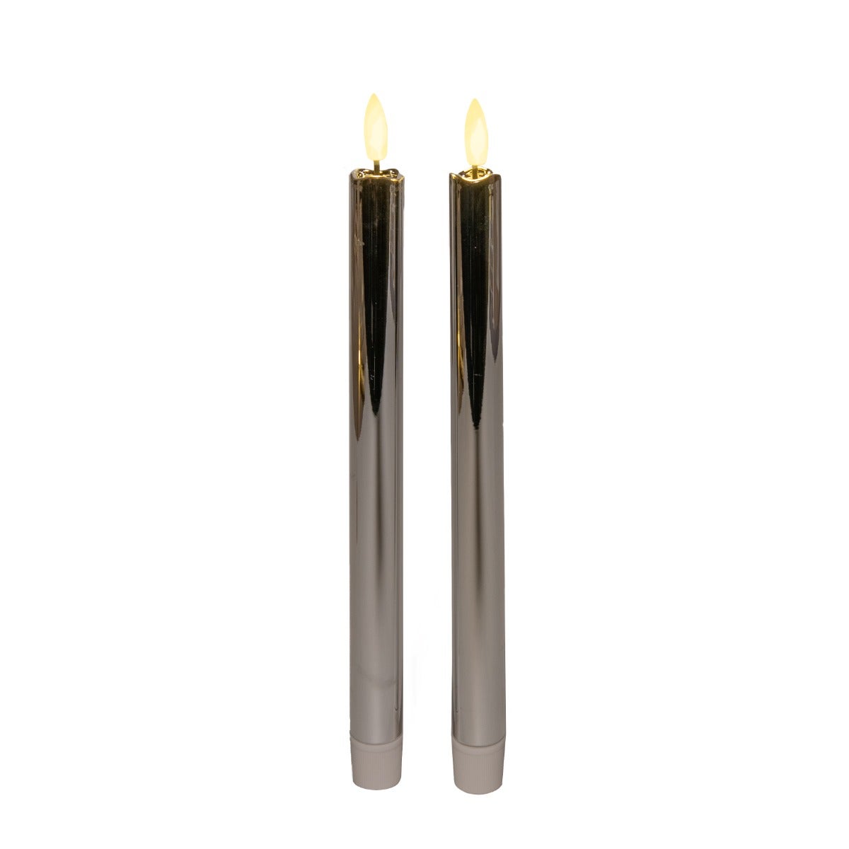 Dinerkaars Zilver LED 3D vlam 2 stuks 25 cm