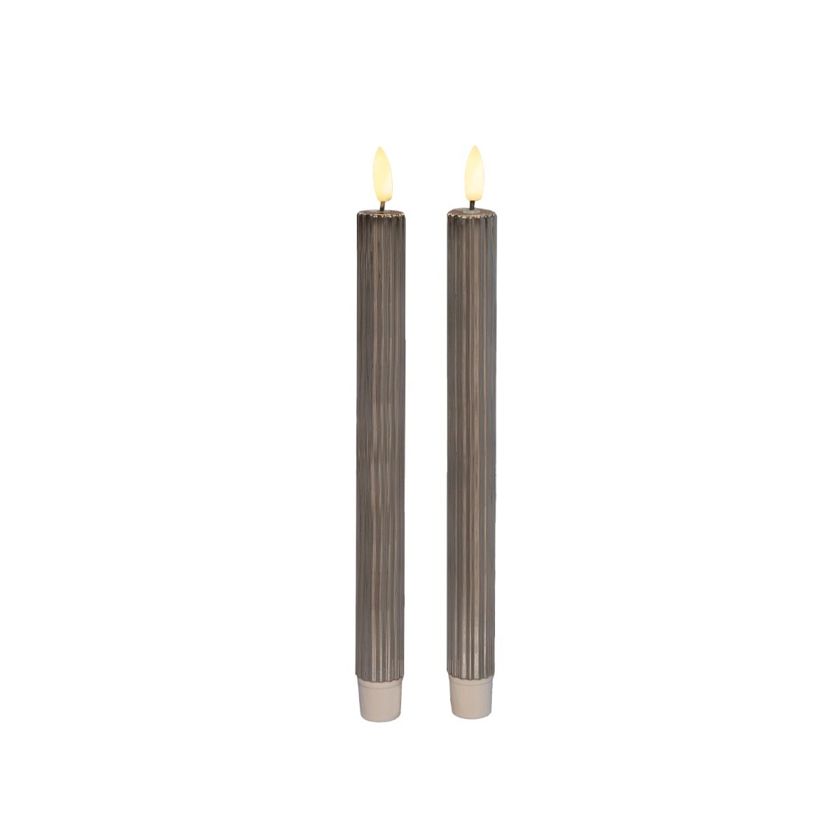Dinerkaars Zilver Ribbel 3D vlam 2 stuks 25 cm