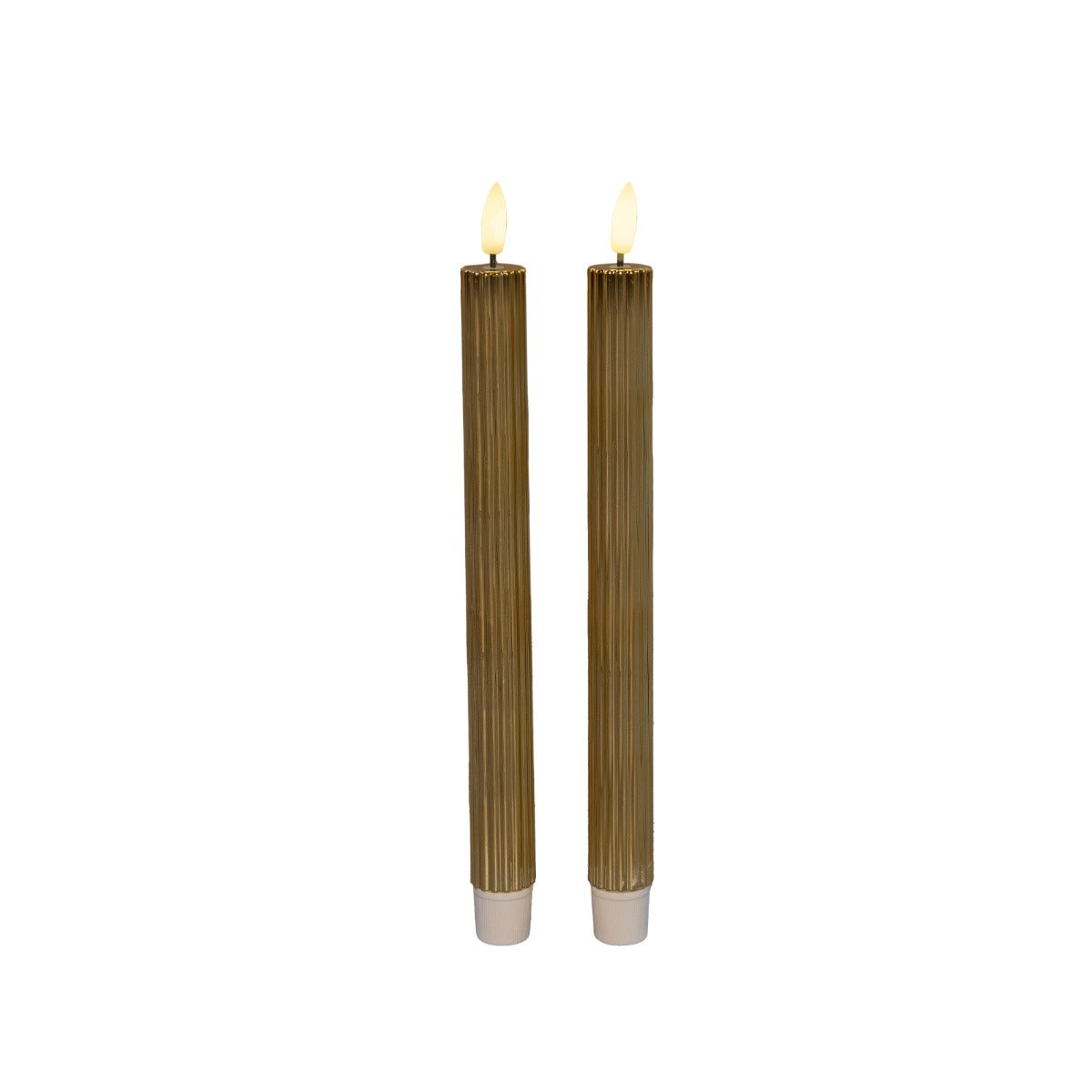 Dinerkaars Goud Ribbel 3D vlam 2 stuks 25 cm