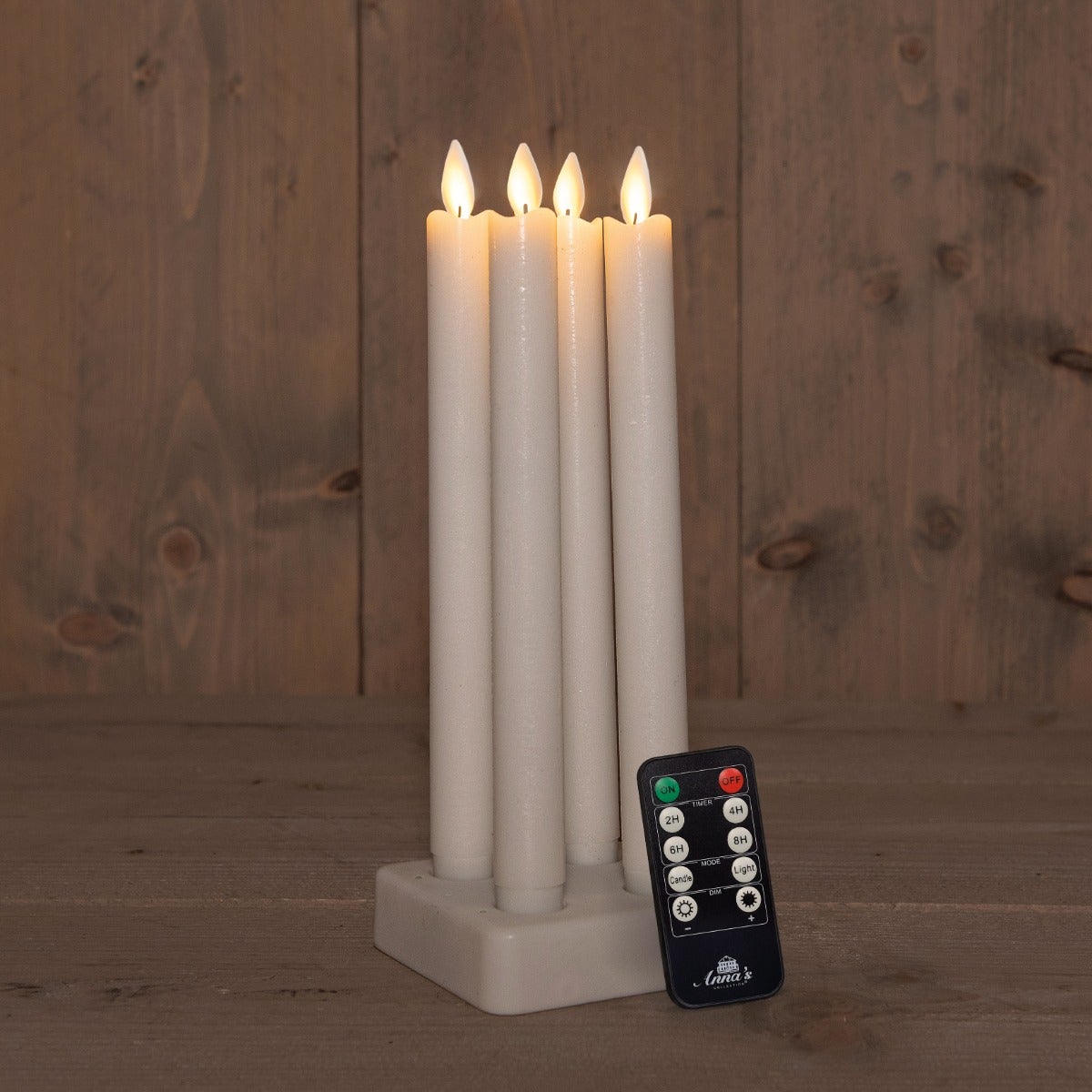 Dinerkaars LED Wax Wit 23 cm 4 stuks met afstandsbediening