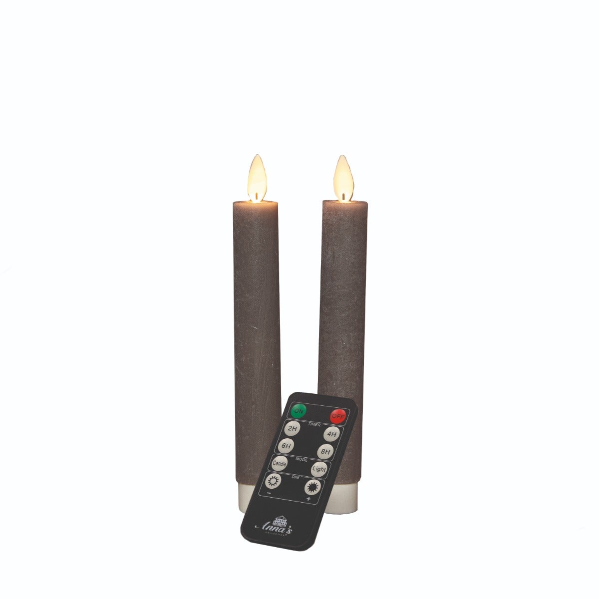 Dinerkaars LED Wax Taupe 18 cm 2 stuks met afstandsbediening