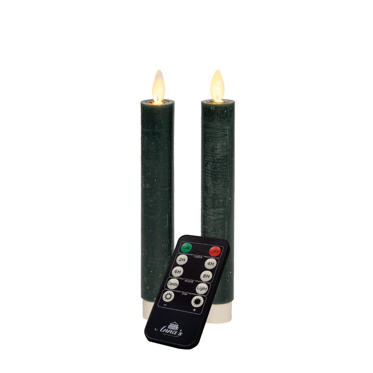 Dinerkaars LED Wax Antiek Groen 18 cm 2 stuks met afstandsbediening