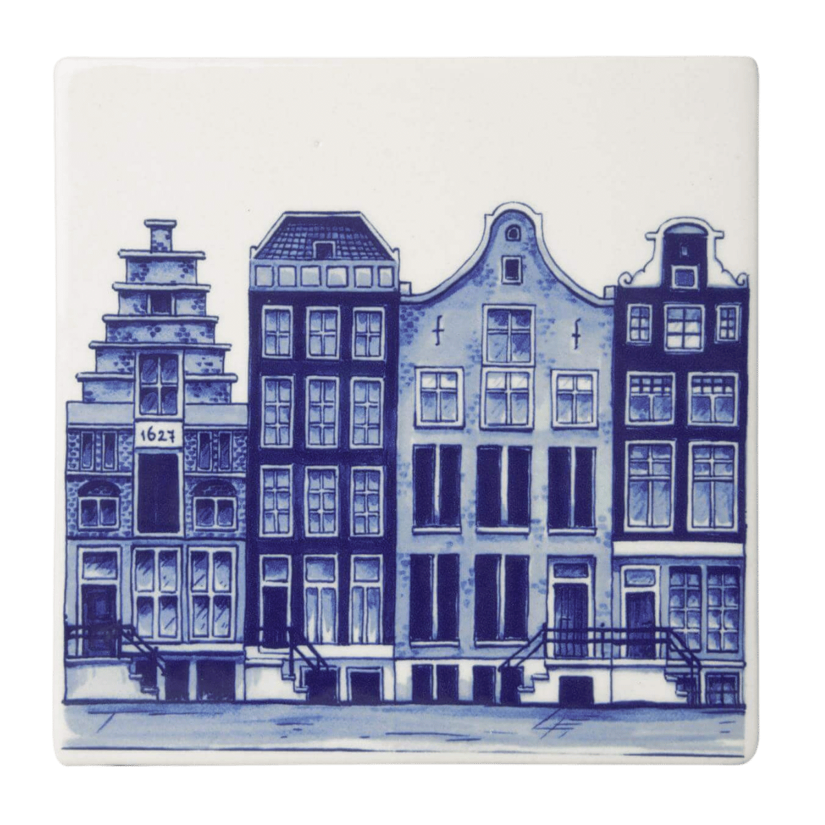 Heinen Delfts Blauw Tegel Grachtenpanden Nr.1 13 cm