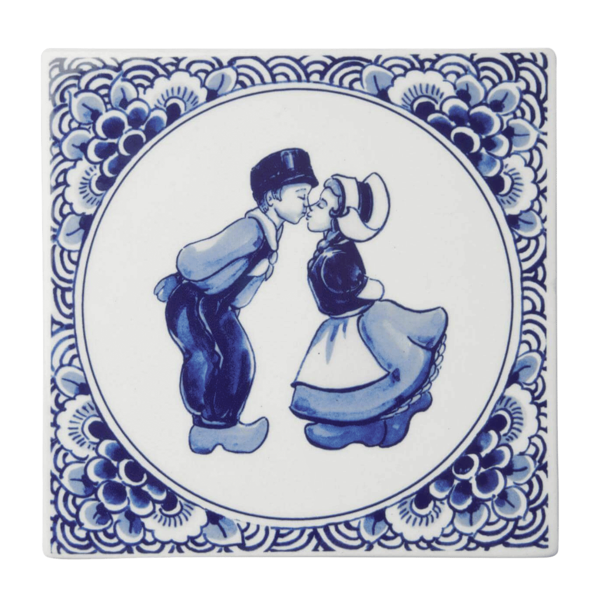 Heinen Delfts Blauw Tegel Kuspaar 13 cm
