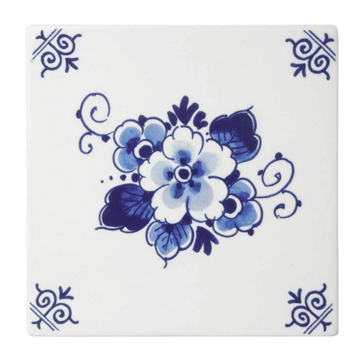 Heinen Delfts Blauw Tegel Bloem 13 cm