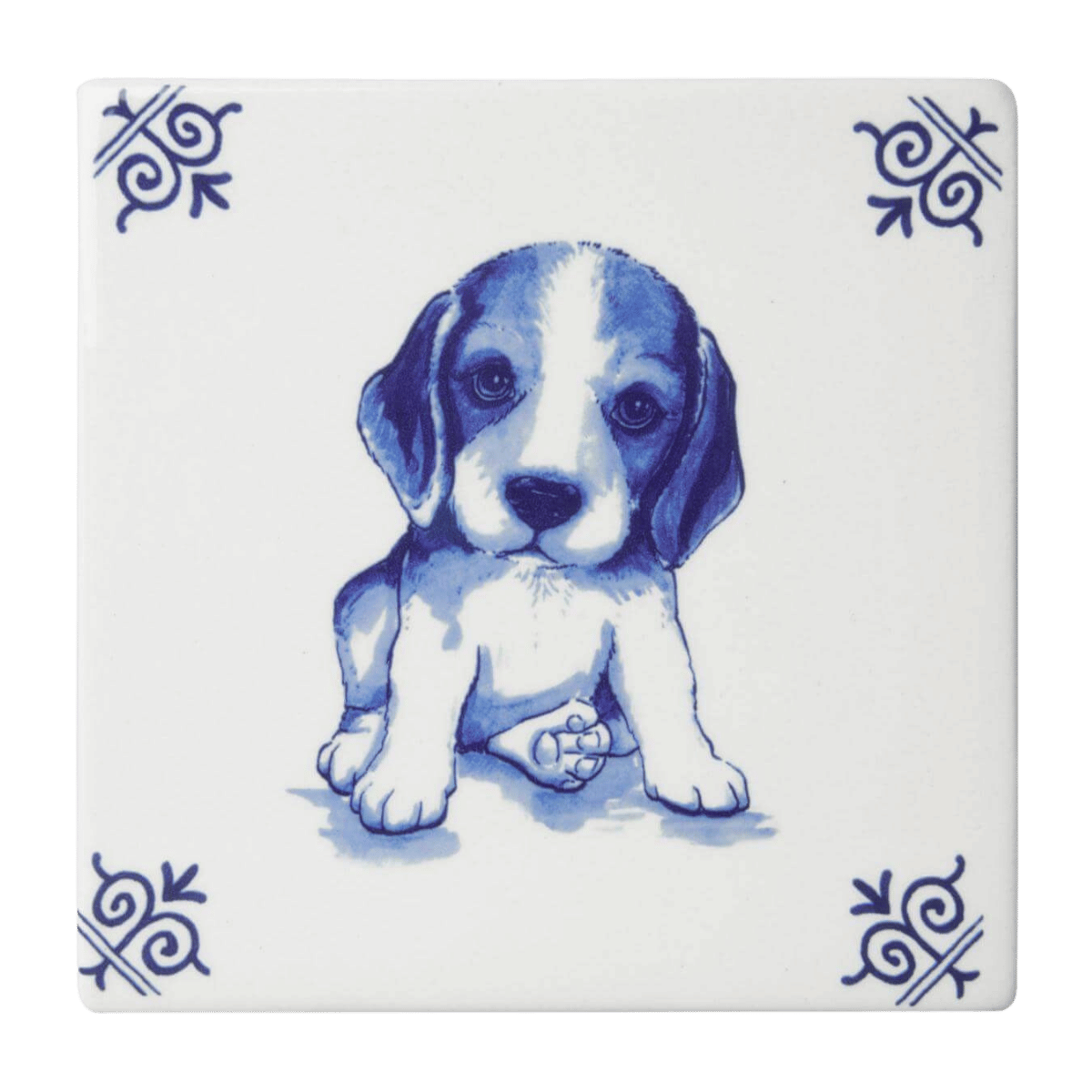 Heinen Delfts Blauw Tegel Hond 13 cm