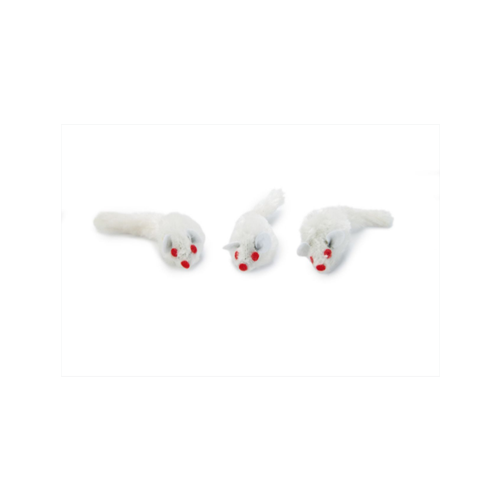 Beeztees Plush Muisje Wit Zakje 3St 5