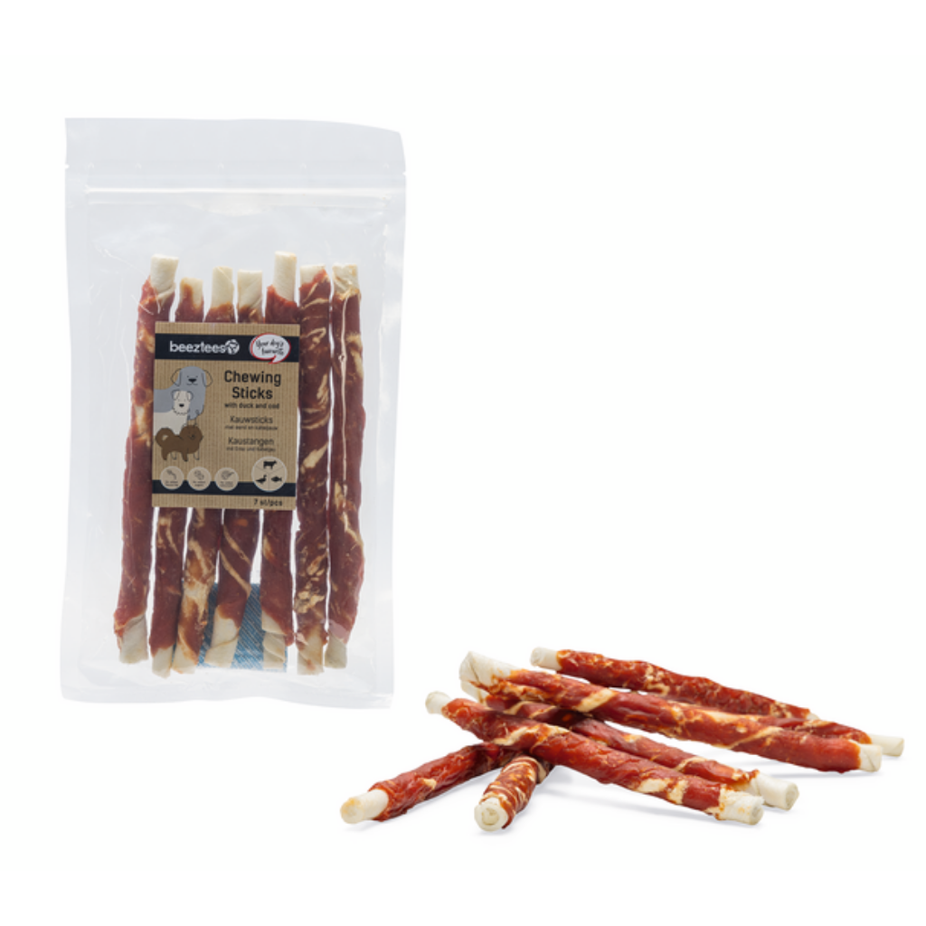 Beeztees kauwsticks eend kabeljauw 7 stuks