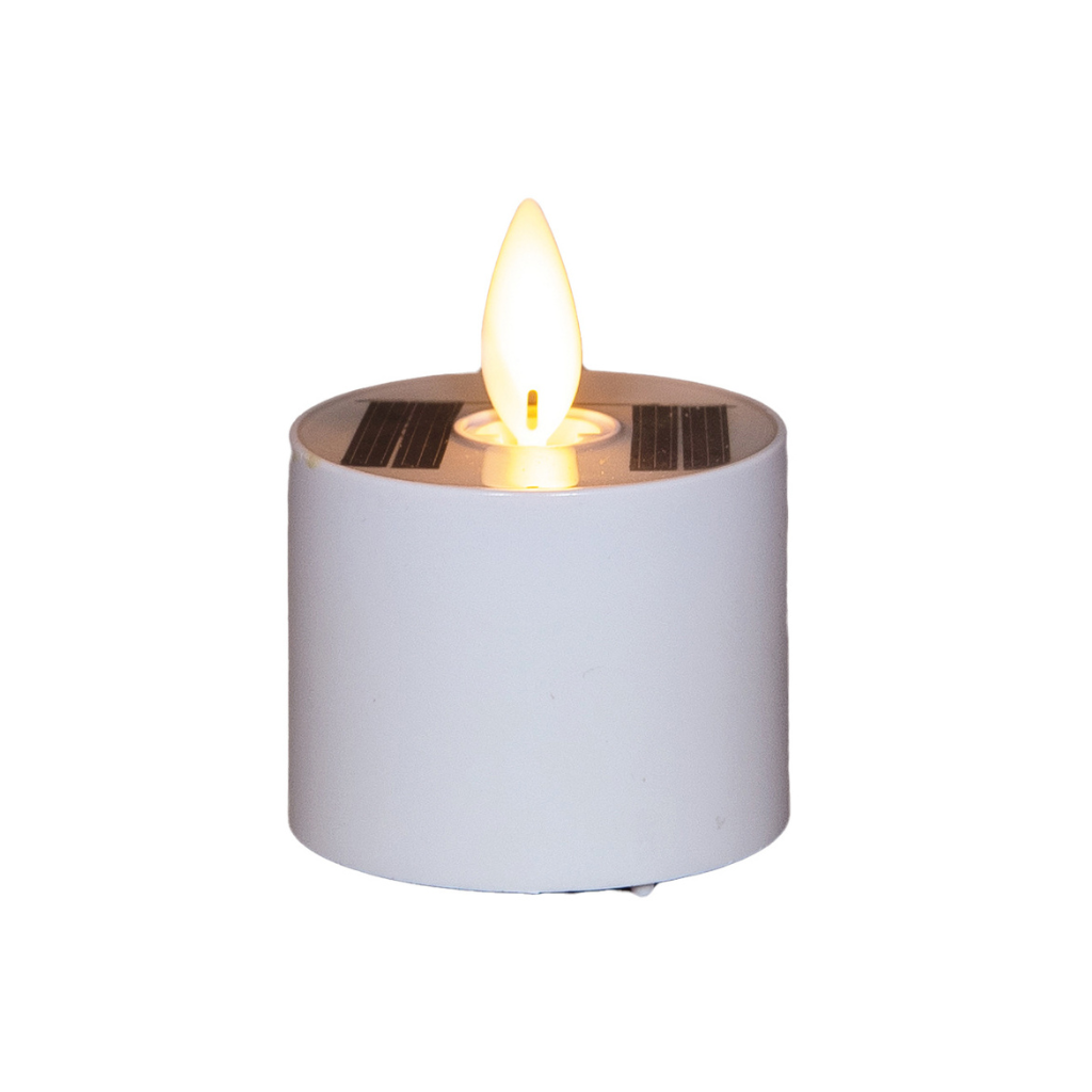 Anna's Collection Theelicht solar met bewegende vlam wit 5 x 6 cm