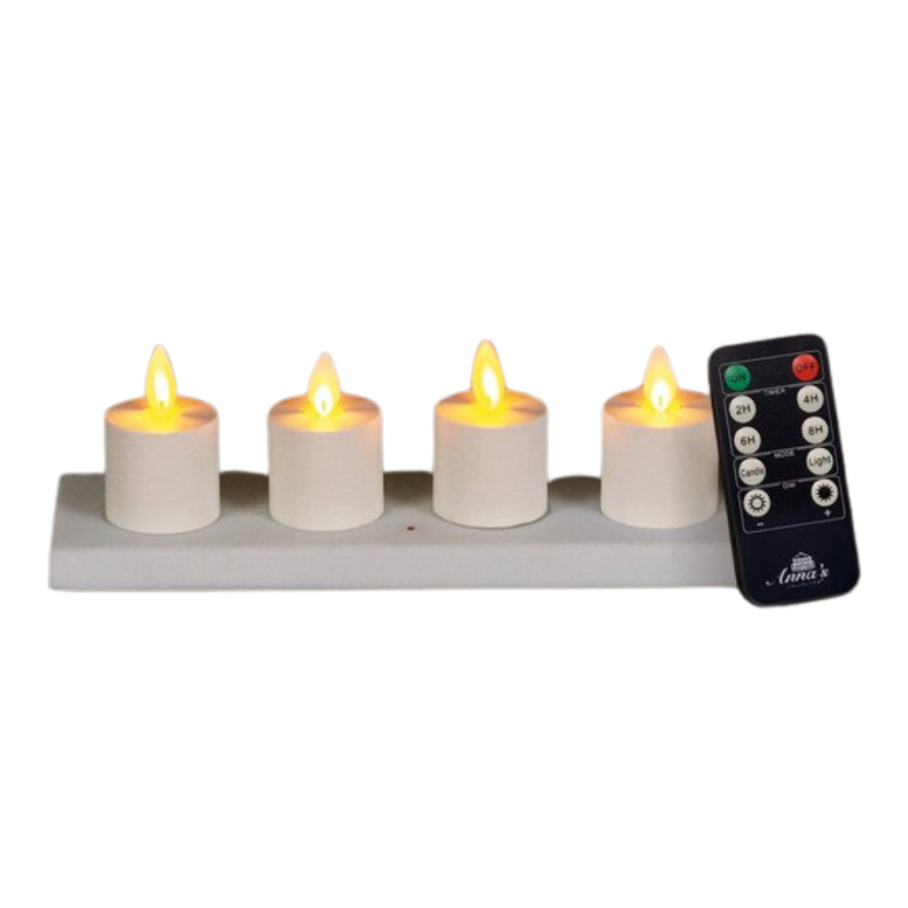 Theelicht LED wit oplaadbaar 4 stuks