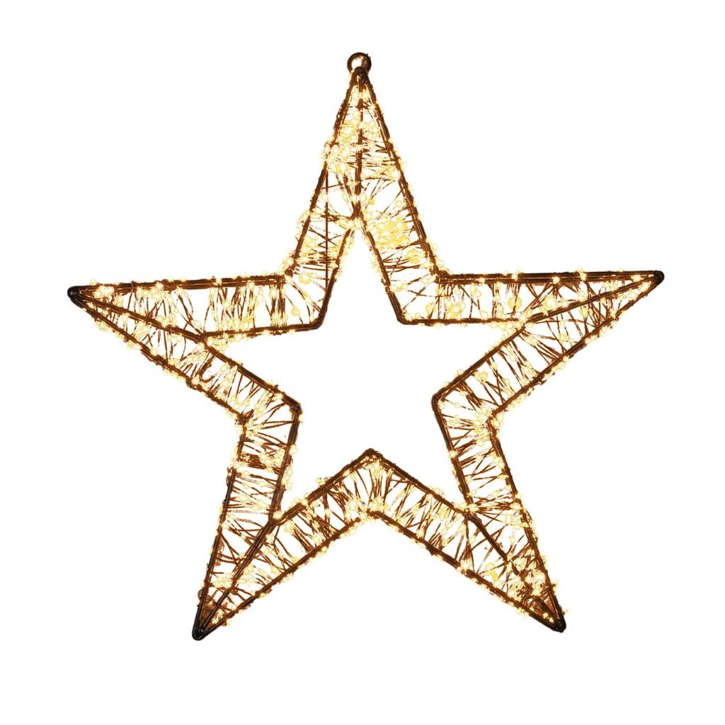Anna's Collection kerstster zwart 3D metaal LED flash 36 x 3 cm