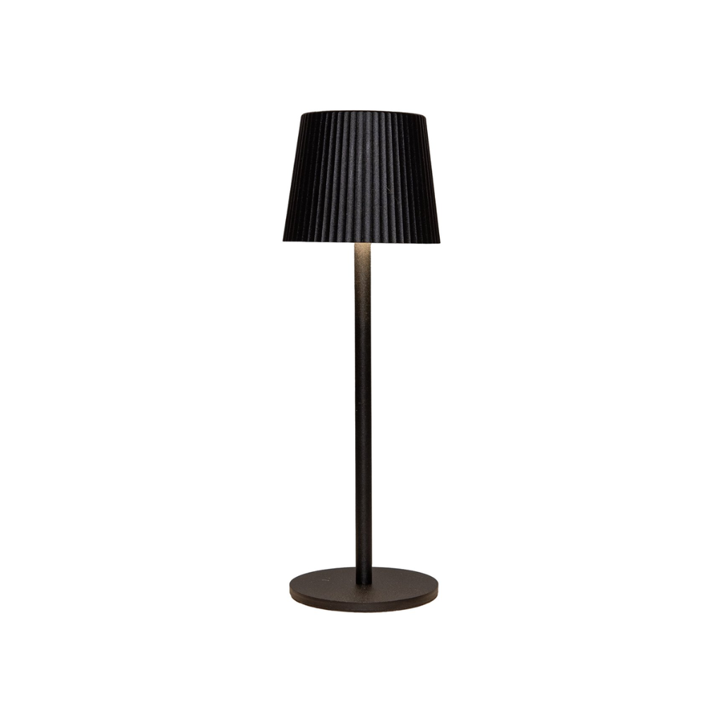 Draadloze Tafellamp ribbel mat zwart LED dimbaar 27.5 x 9 cm