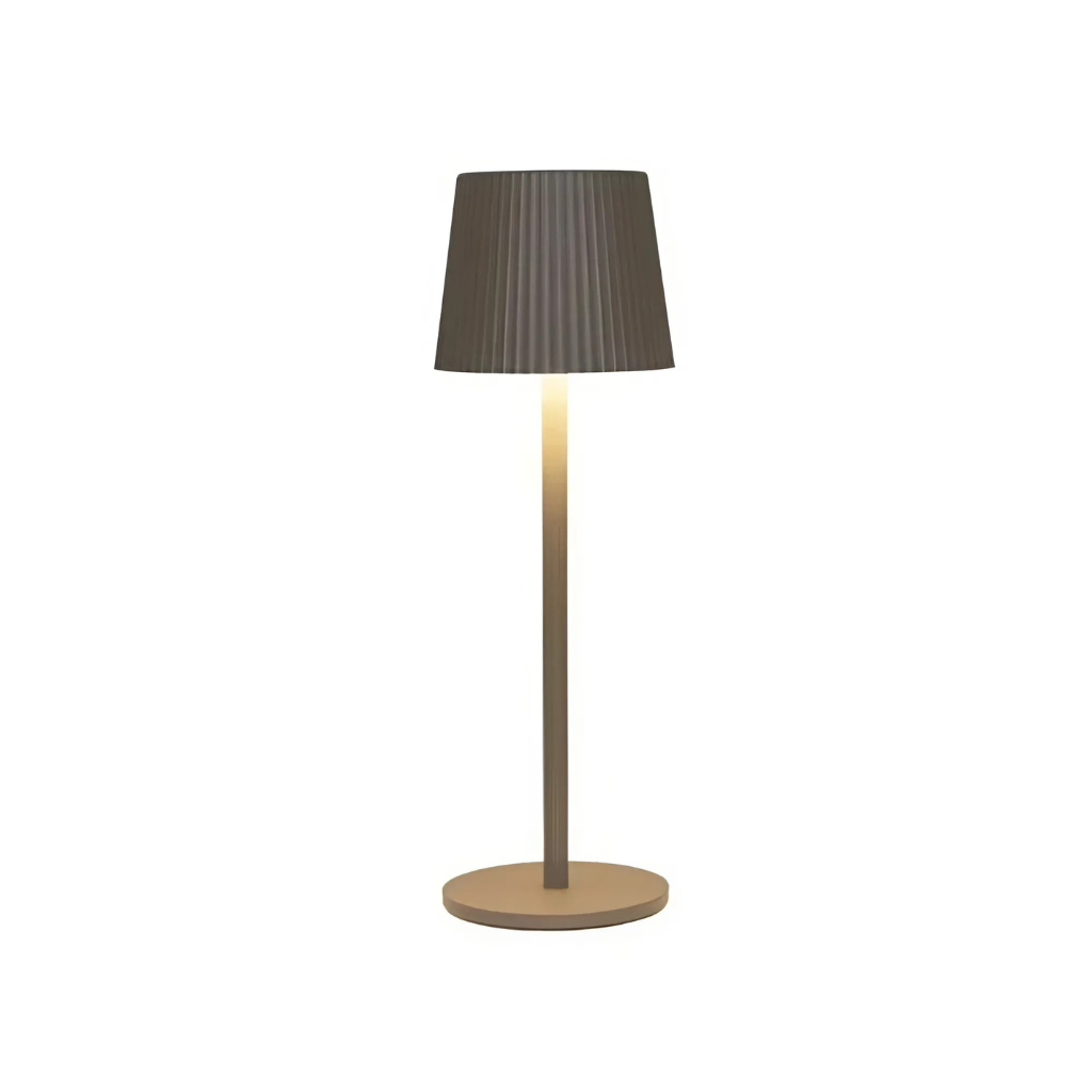 Draadloze Tafellamp ribbel mat taupe LED dimbaar 27.5 x 9 cm
