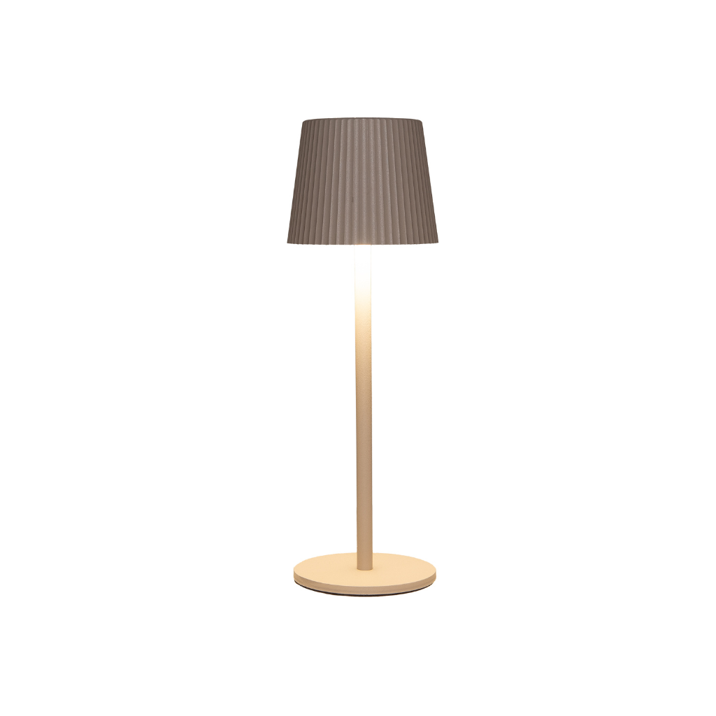 Draadloze Tafellamp ribbel mat zand LED dimbaar 27.5 x 9 cm