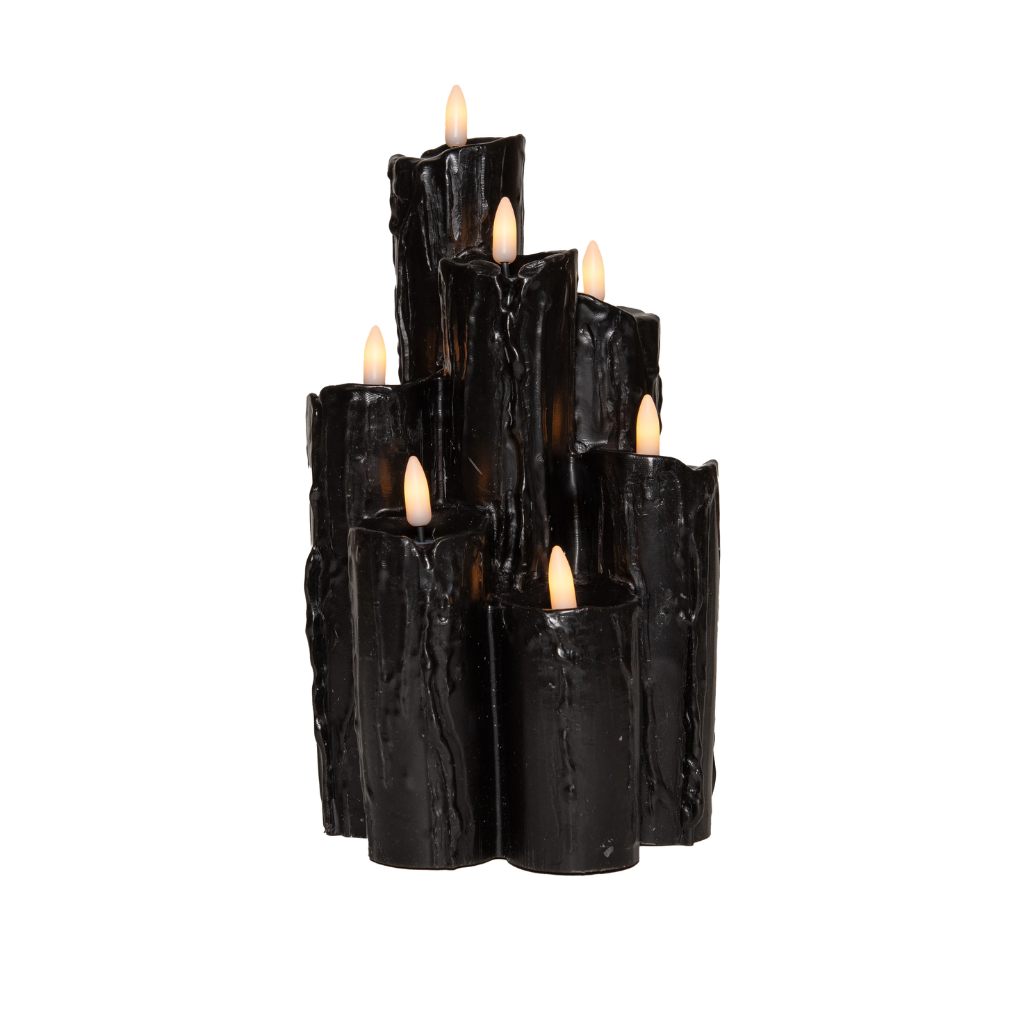Anna's Collection LED druipkaars 3D vlam zwart 25.5 x 15 cm