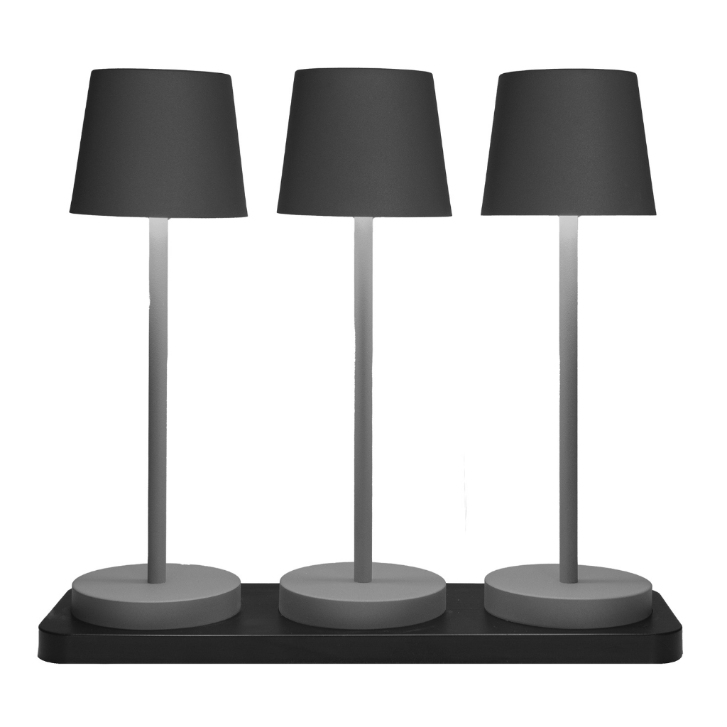 Anna's Collection Tafellamp met Oplaadstation Zwart 3 stuks 27.5 x 9 cm