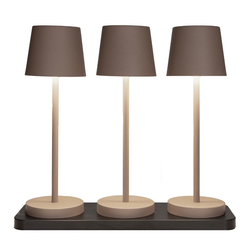 Anna's Collection Tafellamp met Oplaadstation Taupe 3 stuks 27.5 x 9 cm