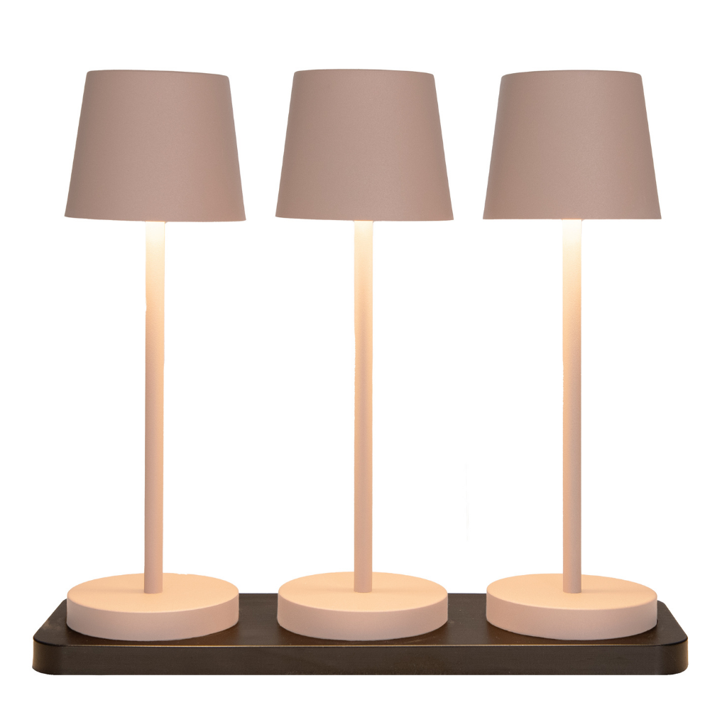 Anna's Collection Tafellamp met Oplaadstation Zand 3 stuks 27.5 x 9 cm