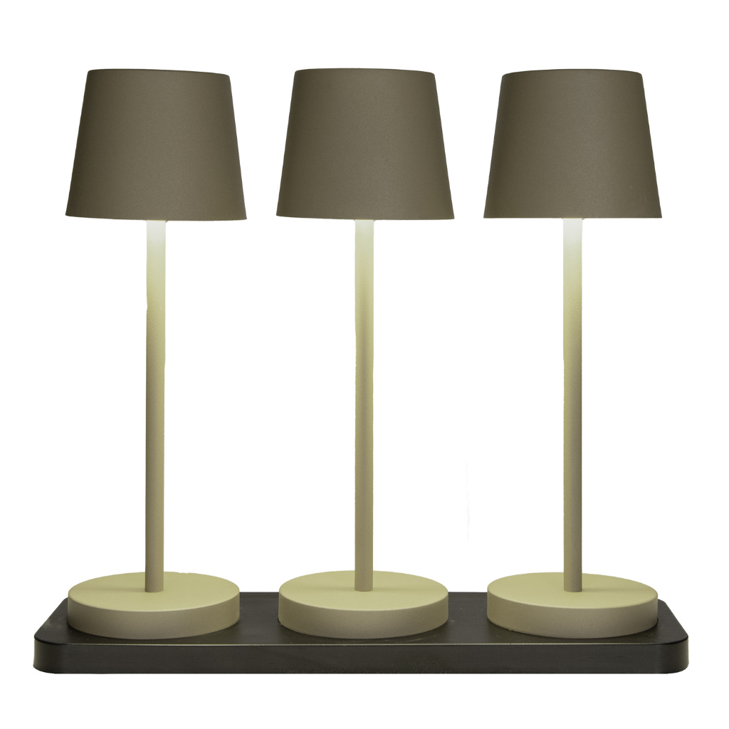 Anna's Collection Tafellamp met Oplaadstation Olijf 3 stuks 27.5 x 9 cm