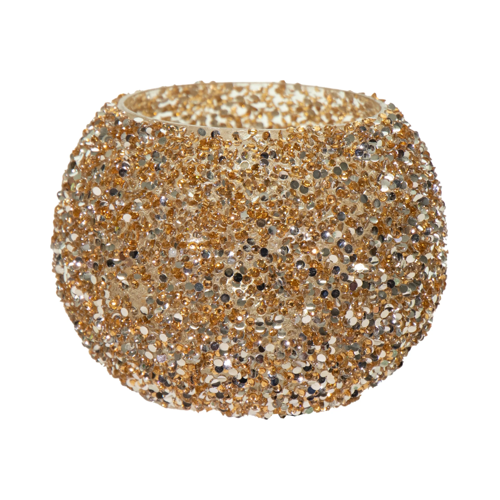 Theelichthouder Strass Bowl Goud 13.5 x 10 cm