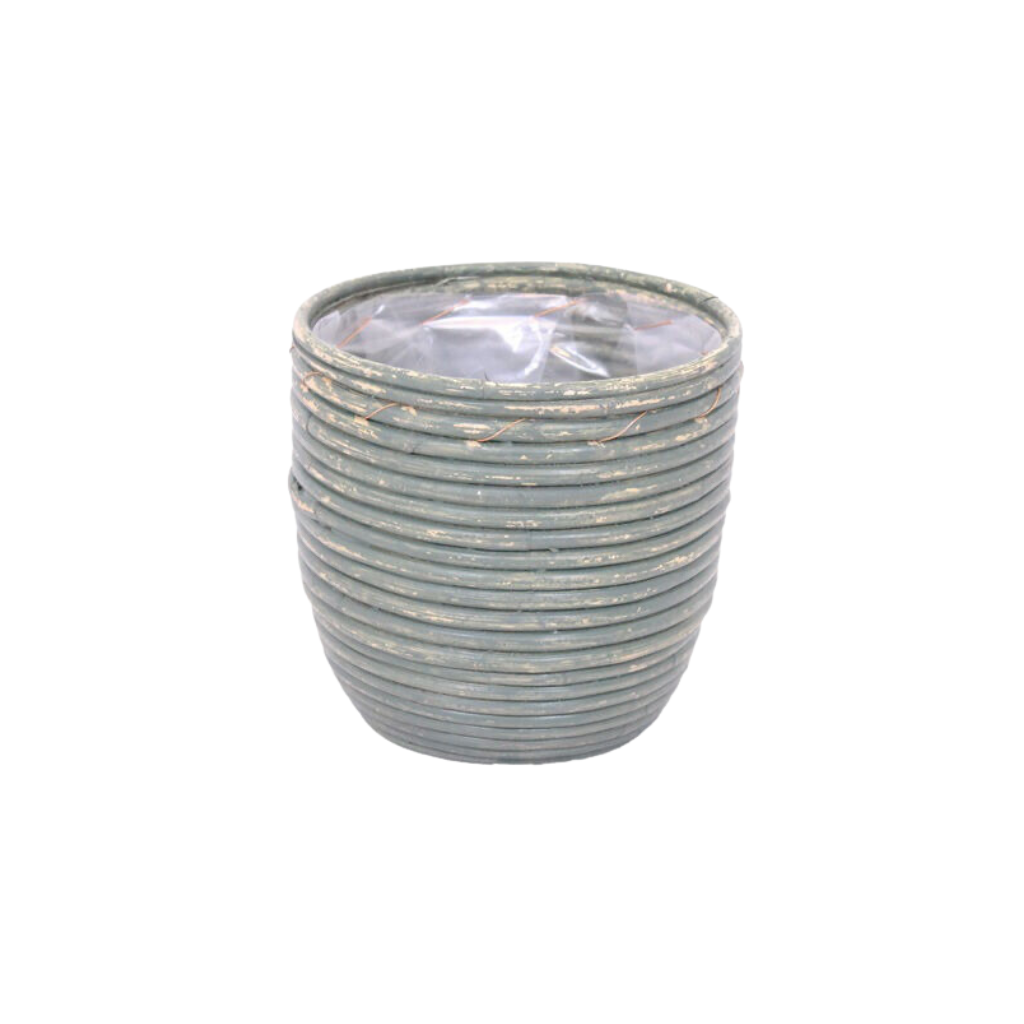 Van der Leeden Pot Rotan Streep 20x19 Grijs