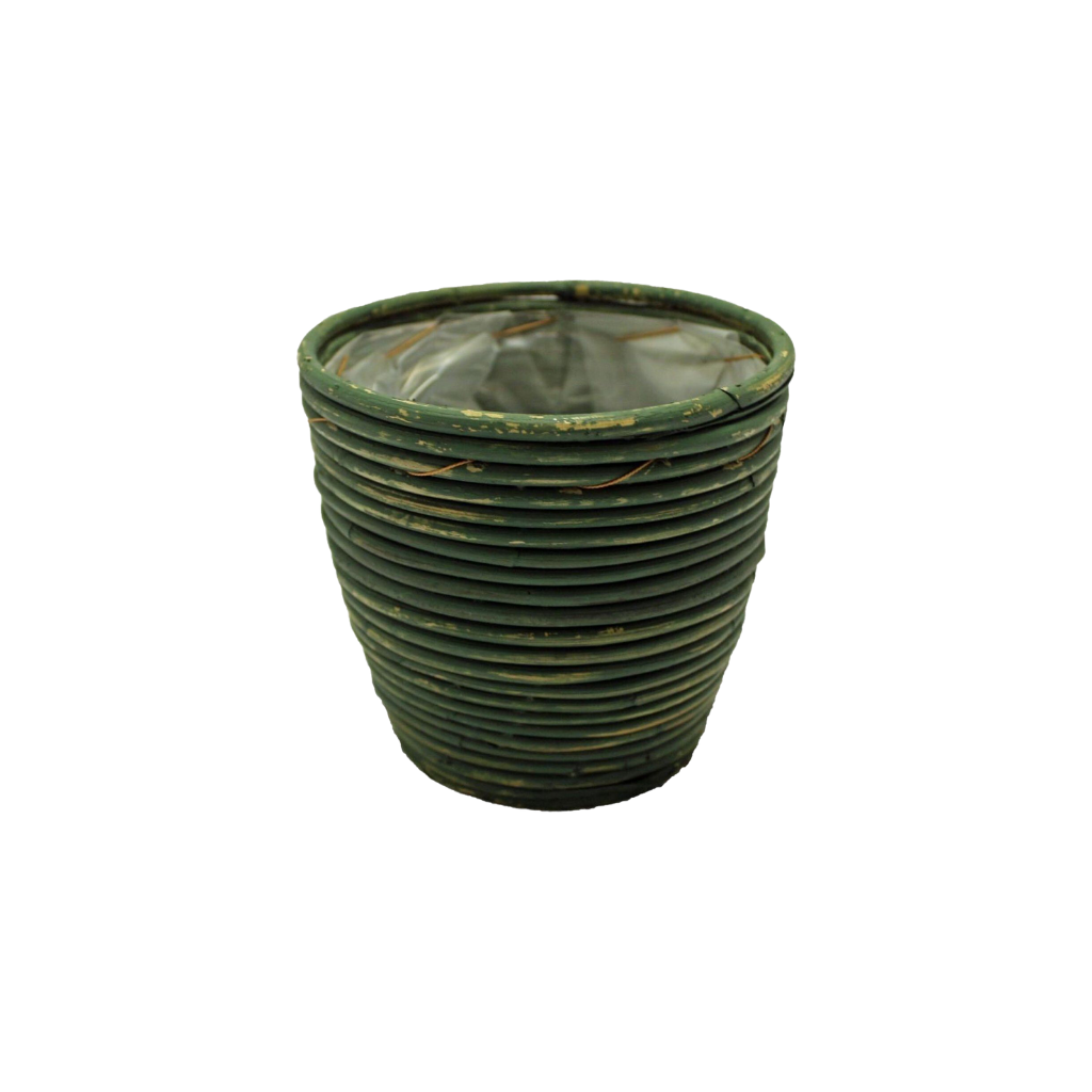 Van der Leeden Pot Rotan Streep 20x19 Groen