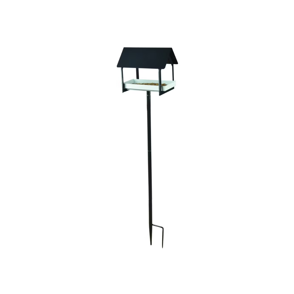Esschert Design Voedertafel op pin antraciet en wit