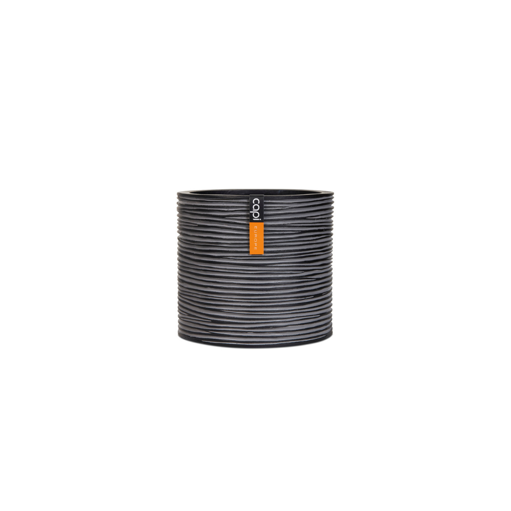 Capi Europe Vaas cilinder Rib antraciet 17 x 17 x 15 cm